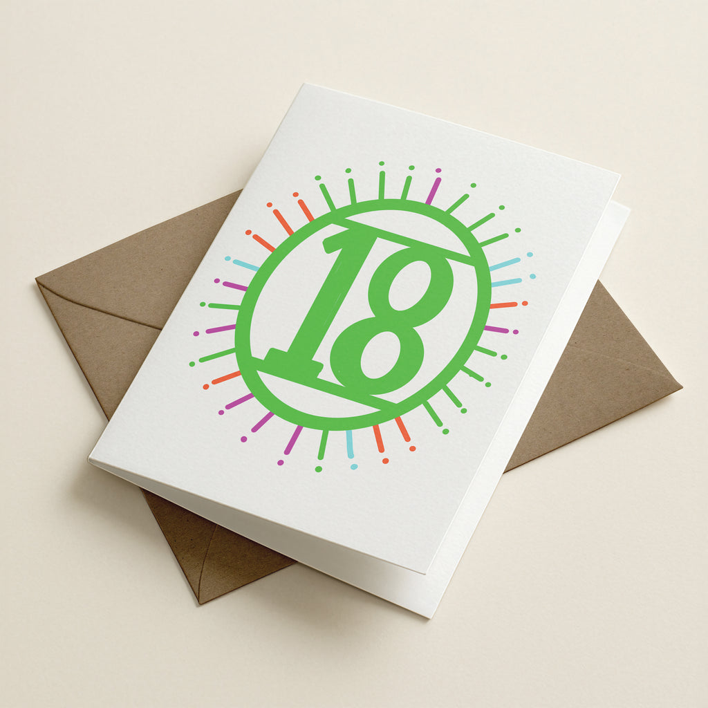 eighteen ‘18’ - Number/Milestone Greeting Card