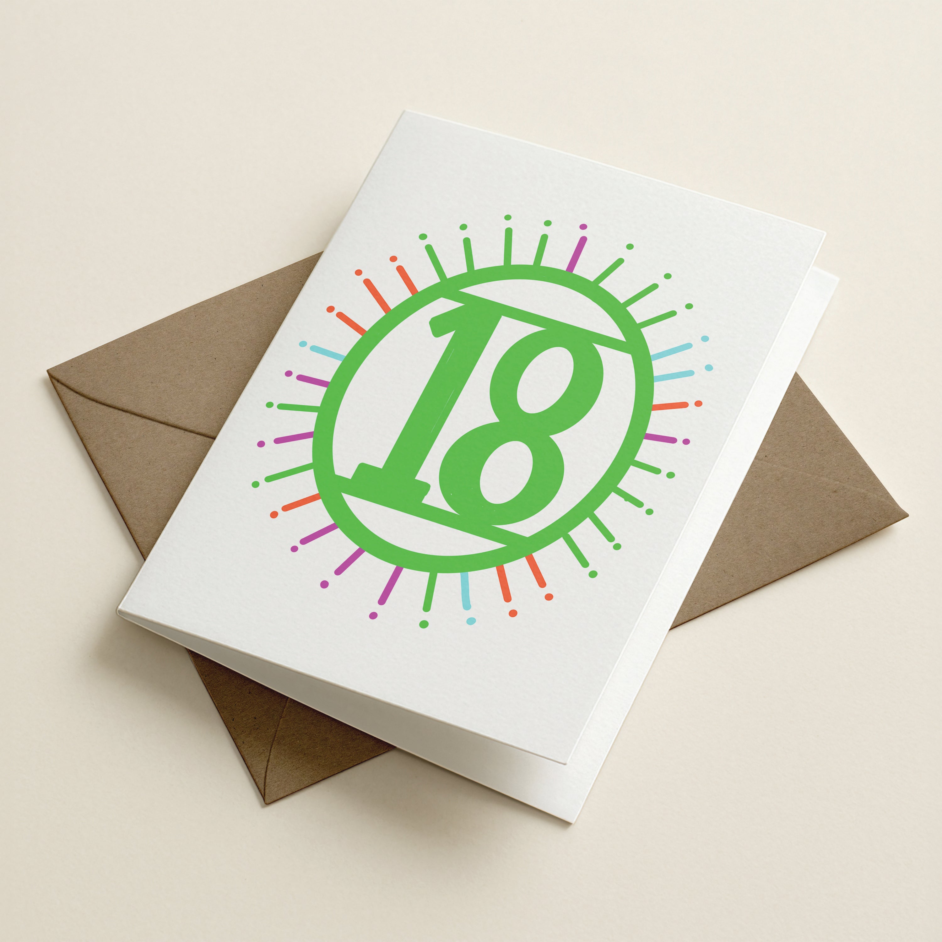eighteen ‘18’ - Number/Milestone Greeting Card