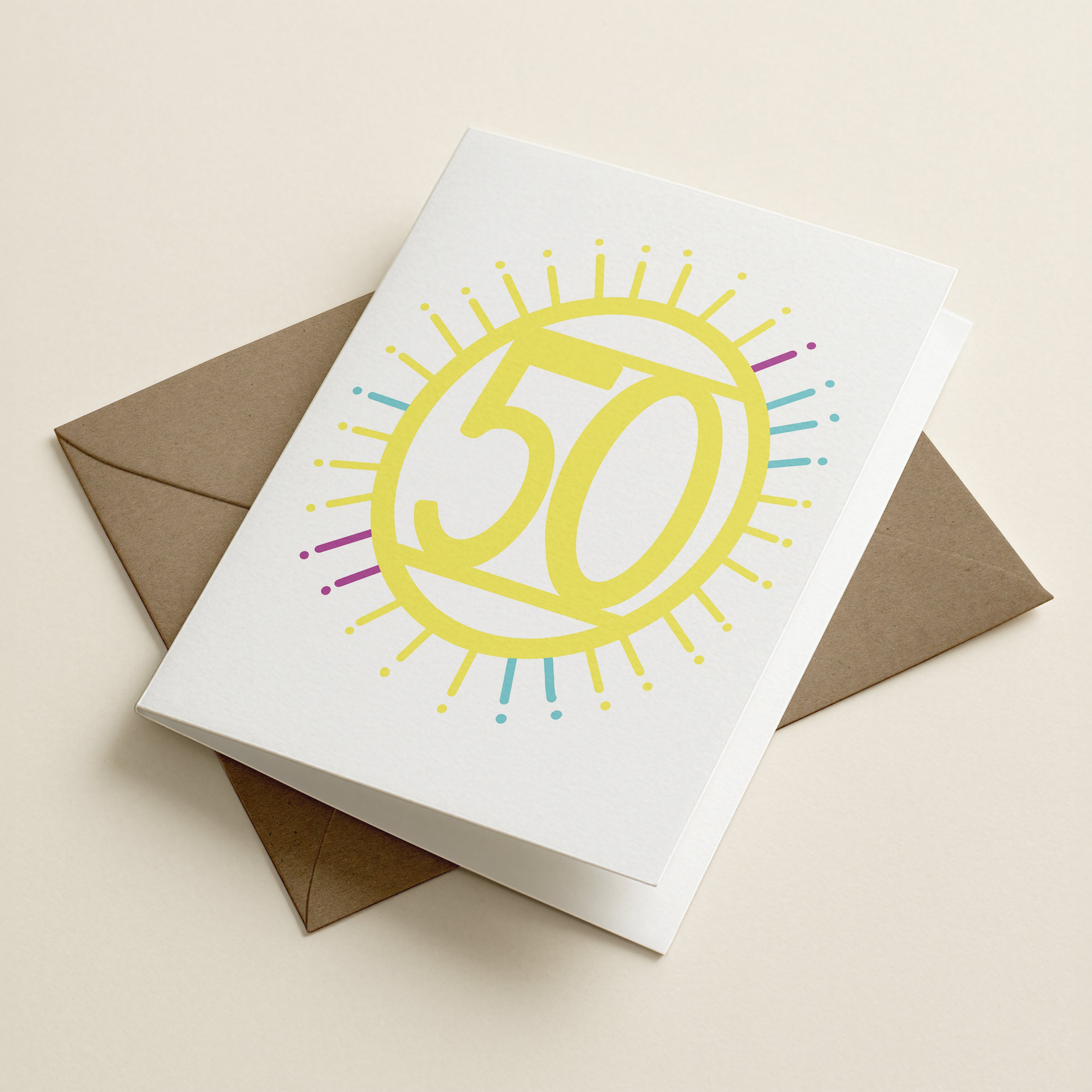 fifty ‘50’ - Number/Milestone Greeting Card