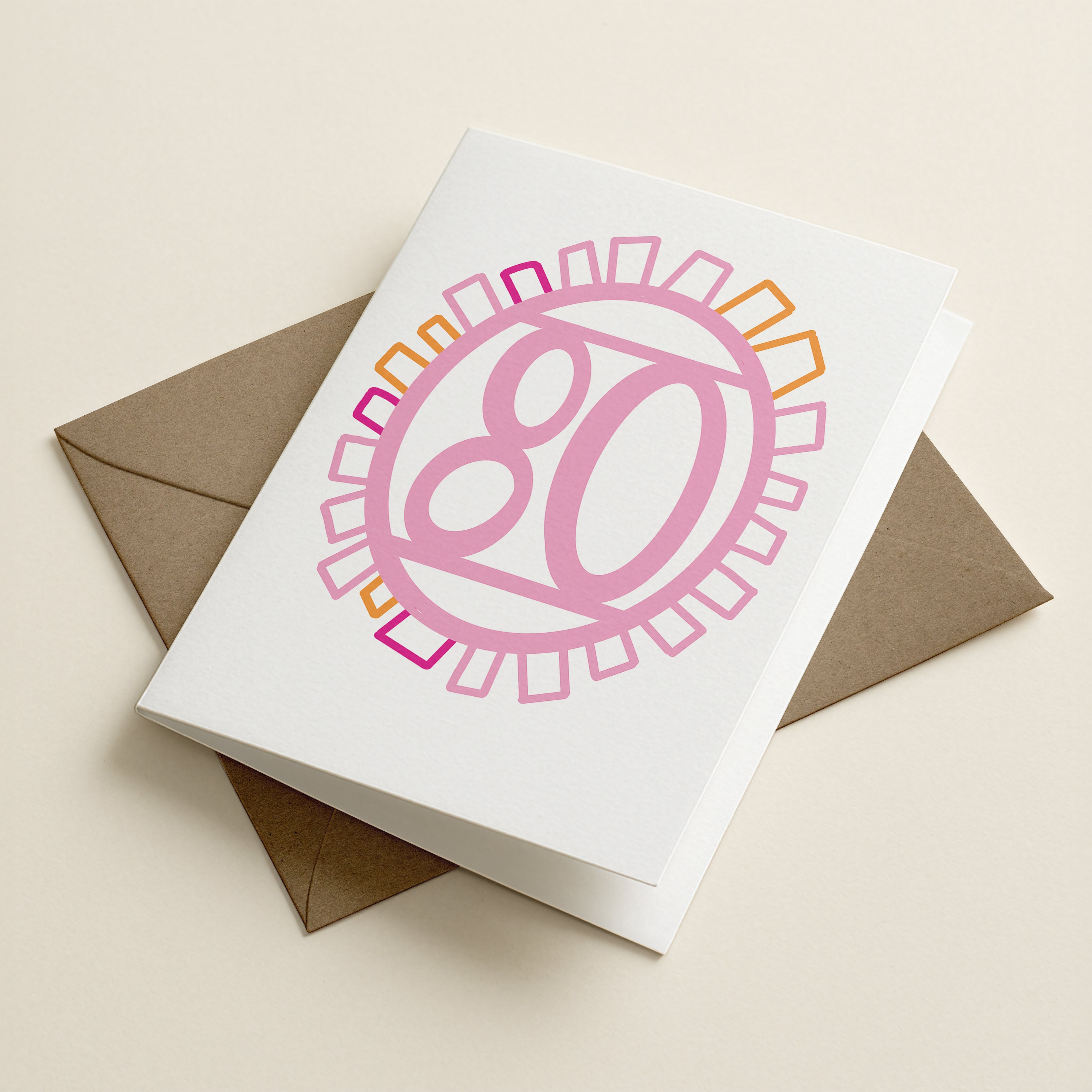 WS Eighty ‘80’ Pink - Birthday Card