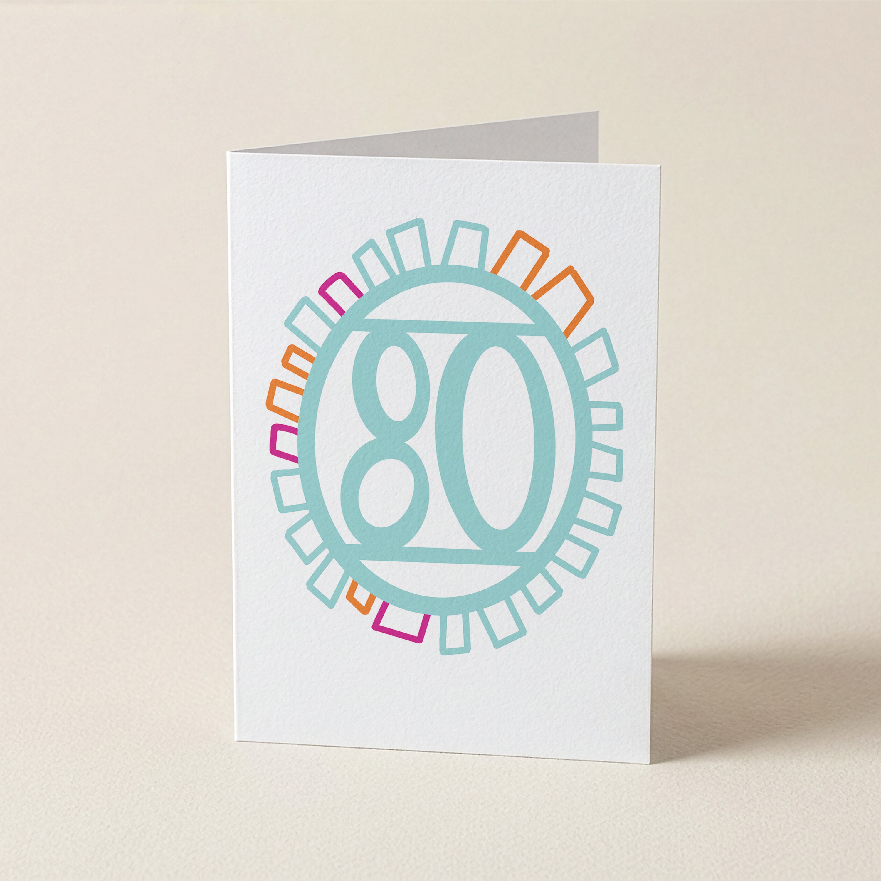 WS Eighty ‘80’ Pink/Blue - Number/Milestone Greeting Card