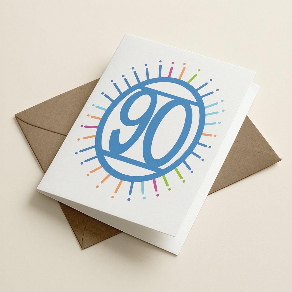 ninety ‘90’ - Number/Milestone Greeting Card