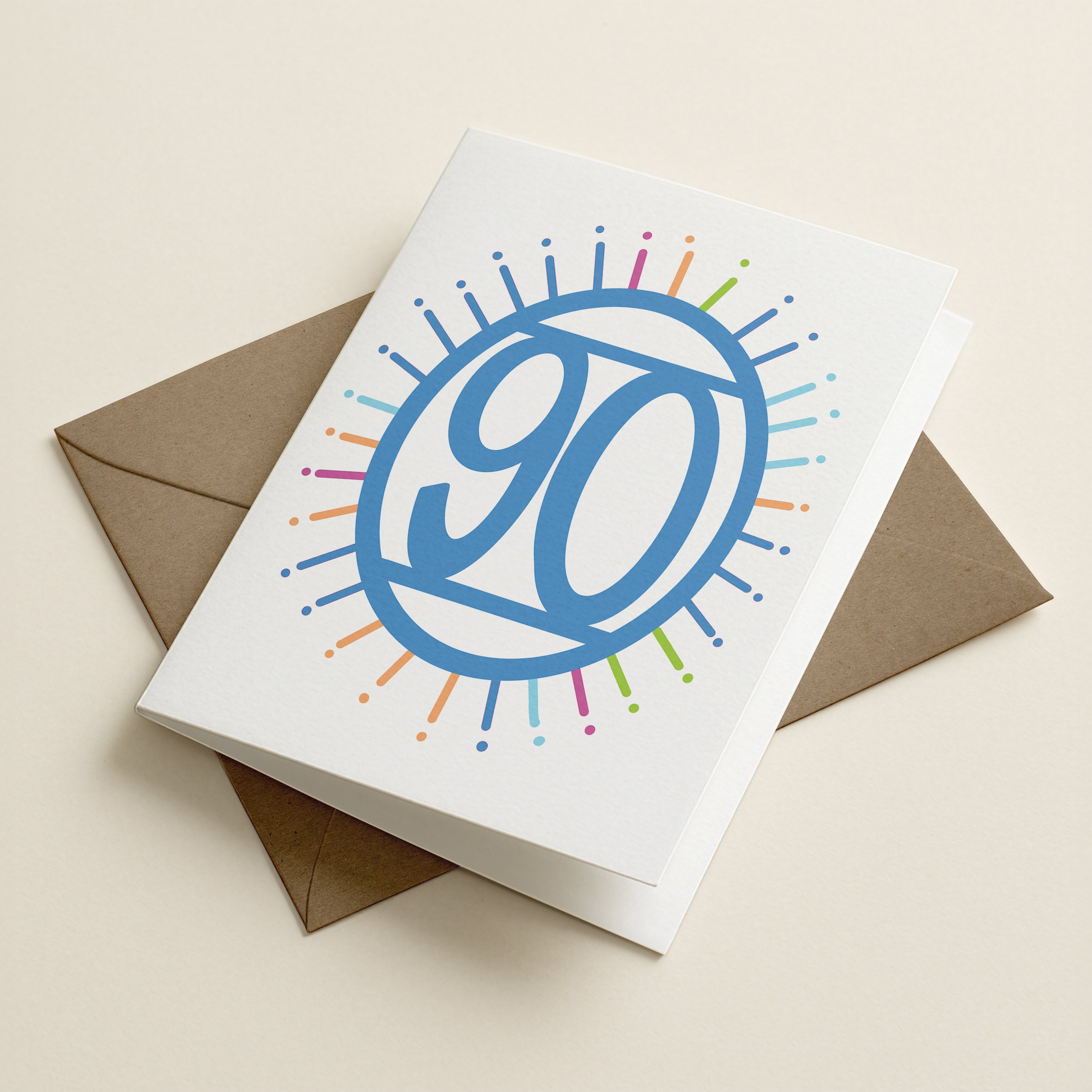 ninety ‘90’ - Number/Milestone Greeting Card