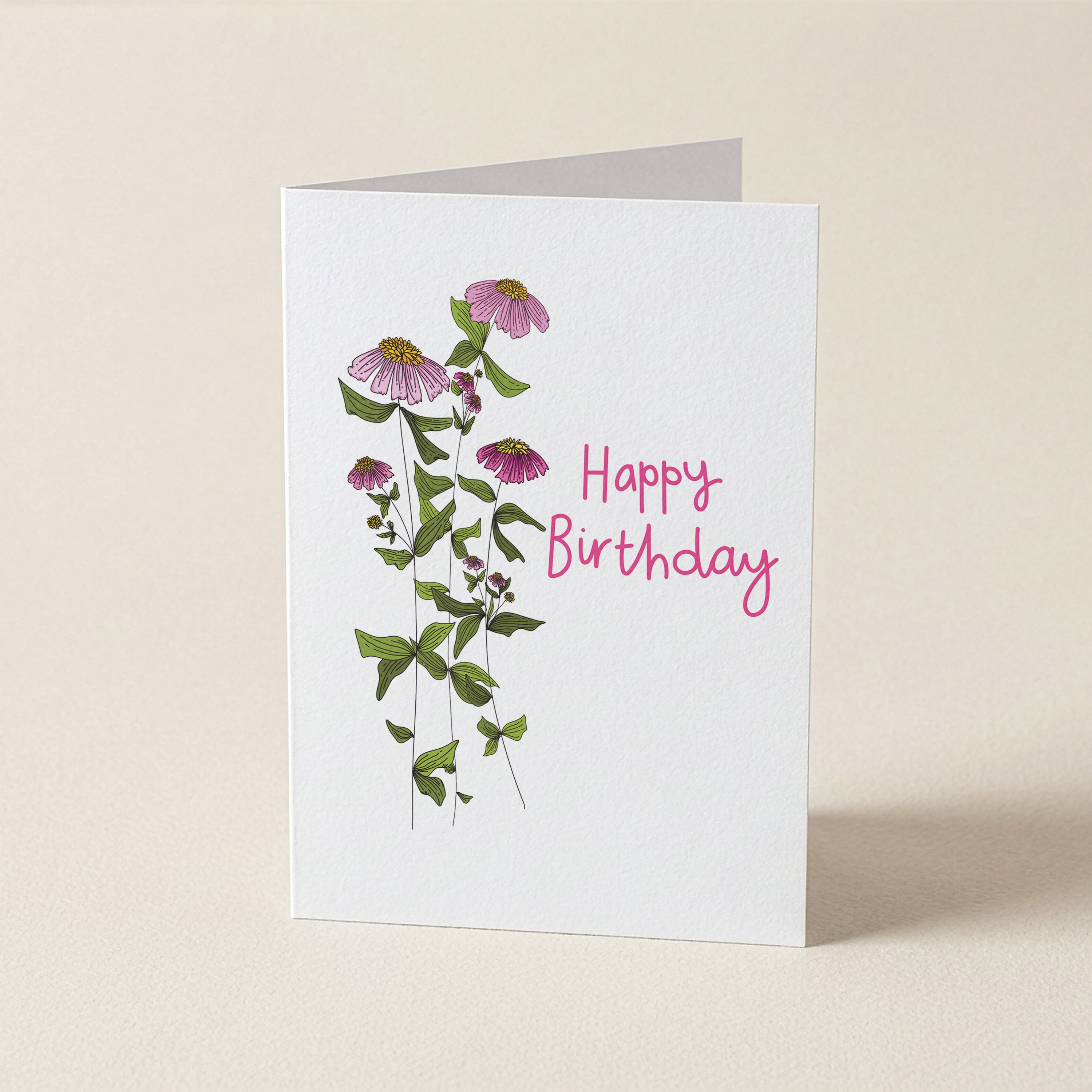 WS Pretty Pink Floral Bday - ATS - Word Greeting Card