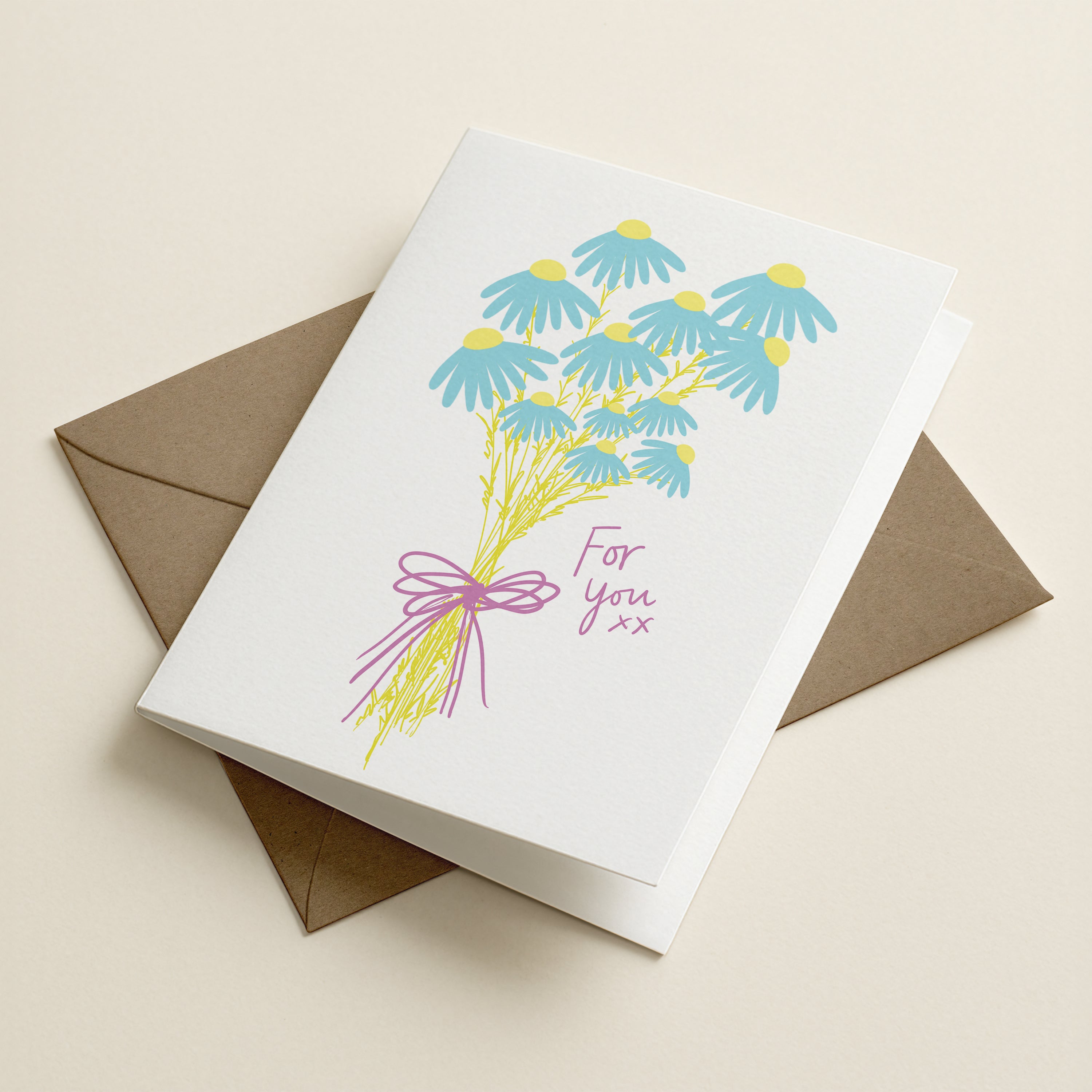 For You Flower Bunch - 70S - Word Greeting Card