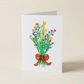 Bunch Of Blooms - Orange Bow - Botanical Greeting Card