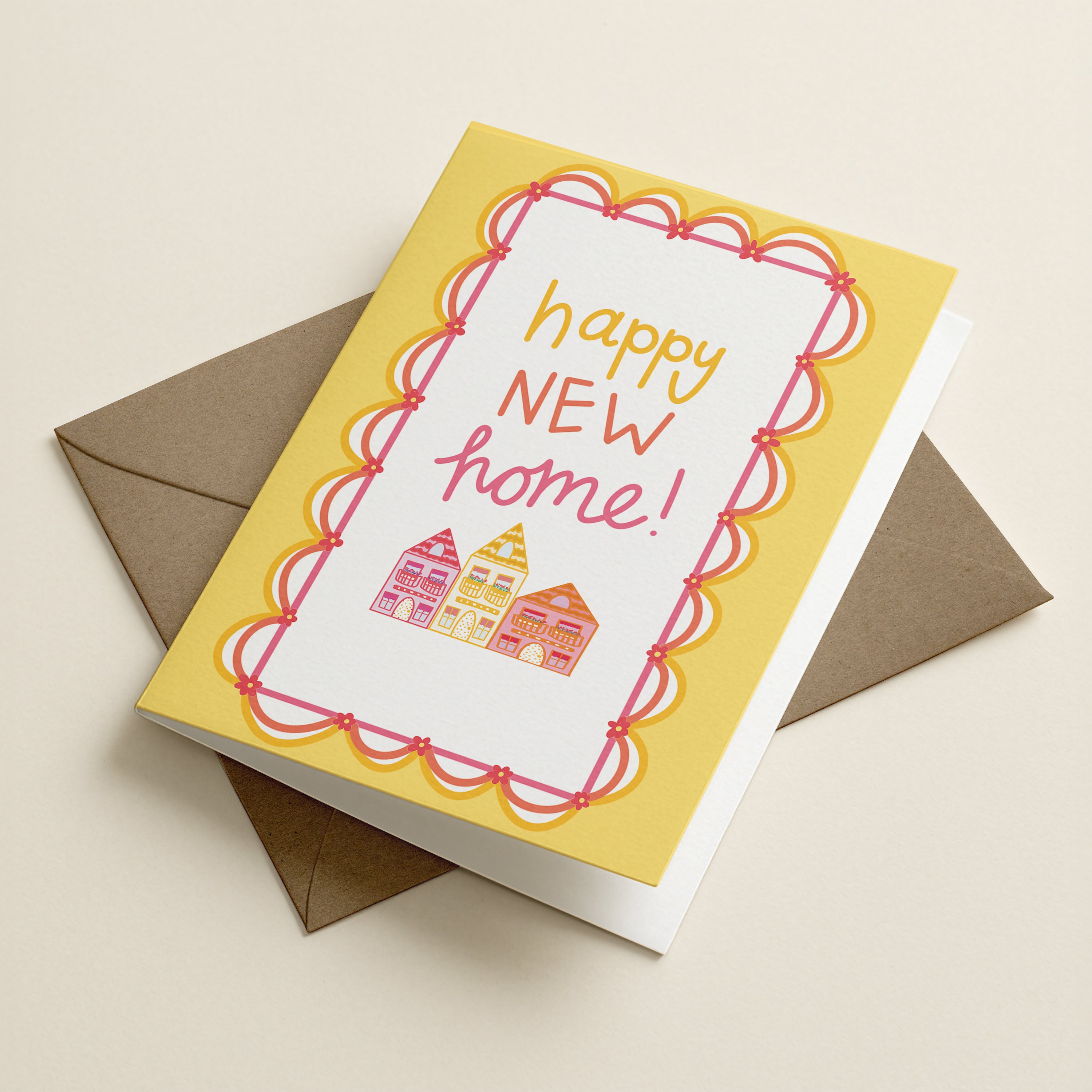 WS Happy New Home Yel - FR - Word Greeting Card