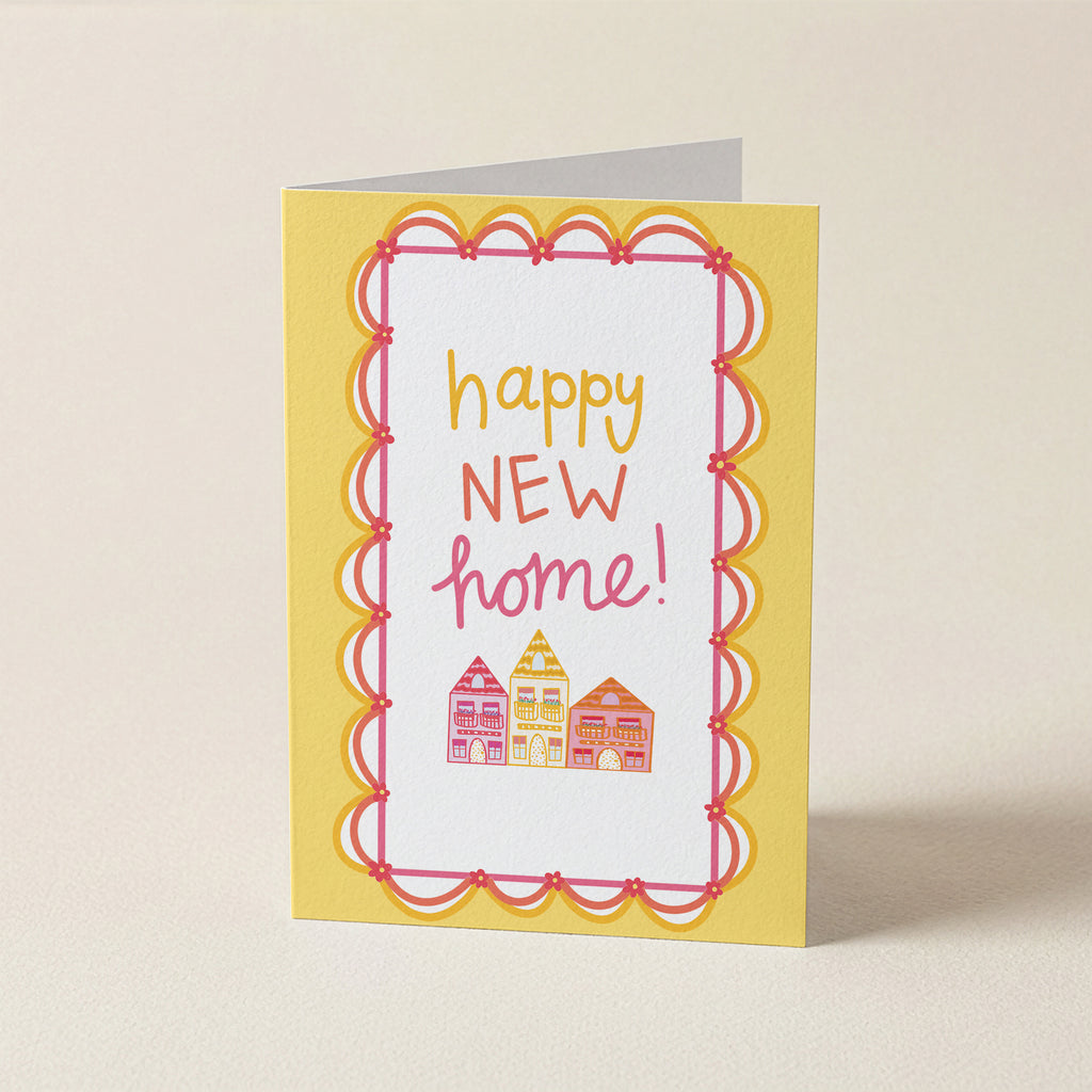 WS Happy New Home Yel - FR - Word Greeting Card