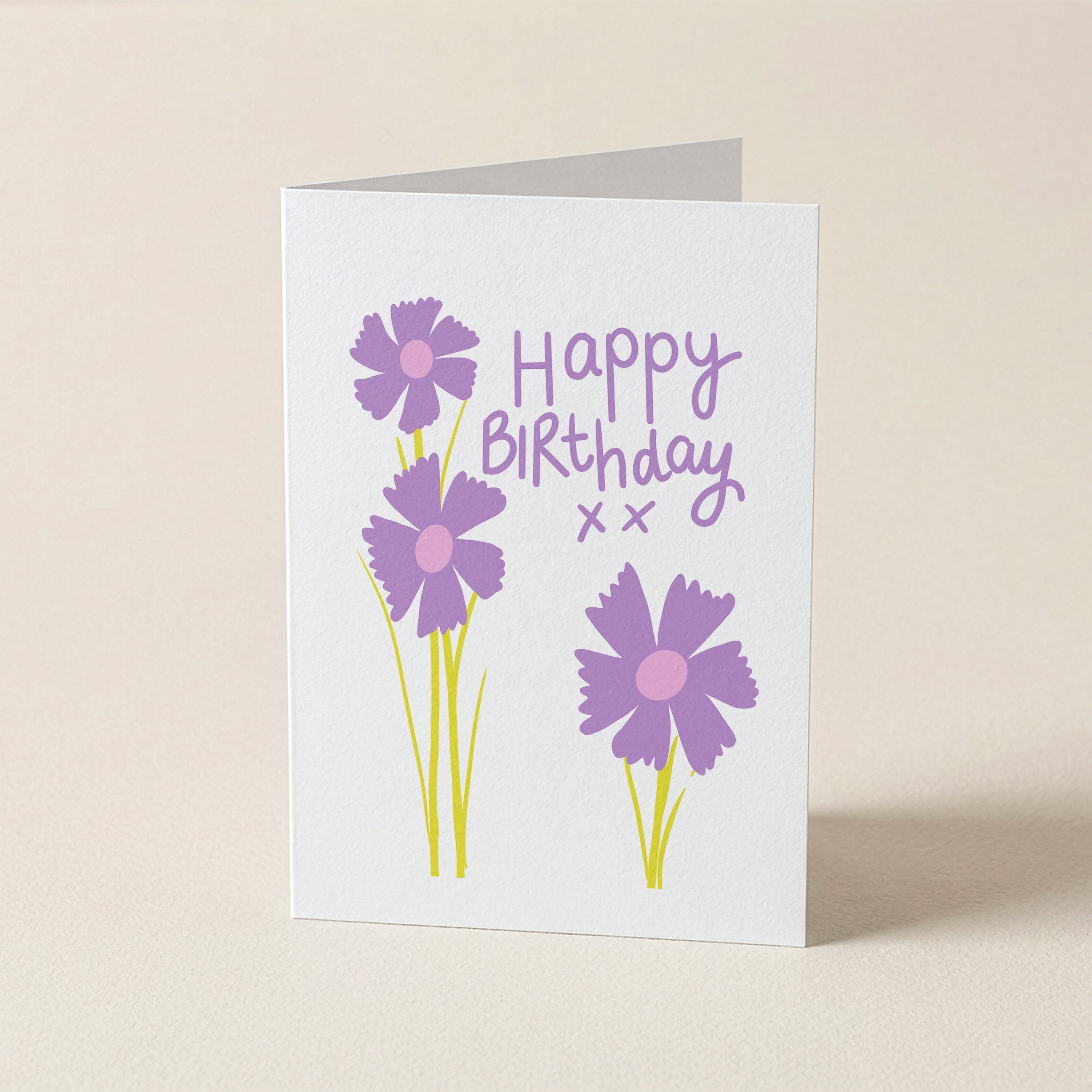 Happy Birthday - Lilac Flowers! - 70S - Word Greeting Card