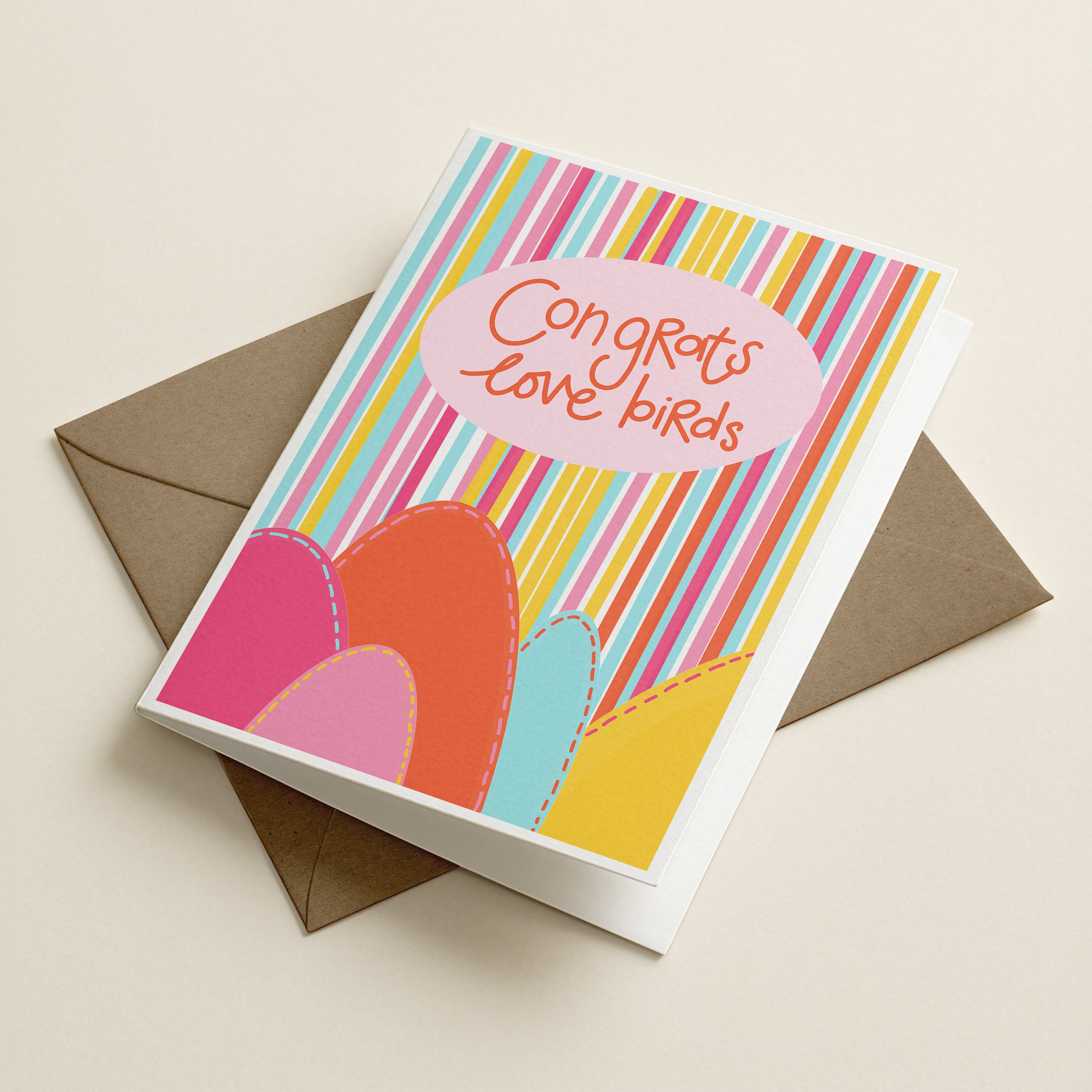 Congrats Love Birds - CEL - Word Greeting Card