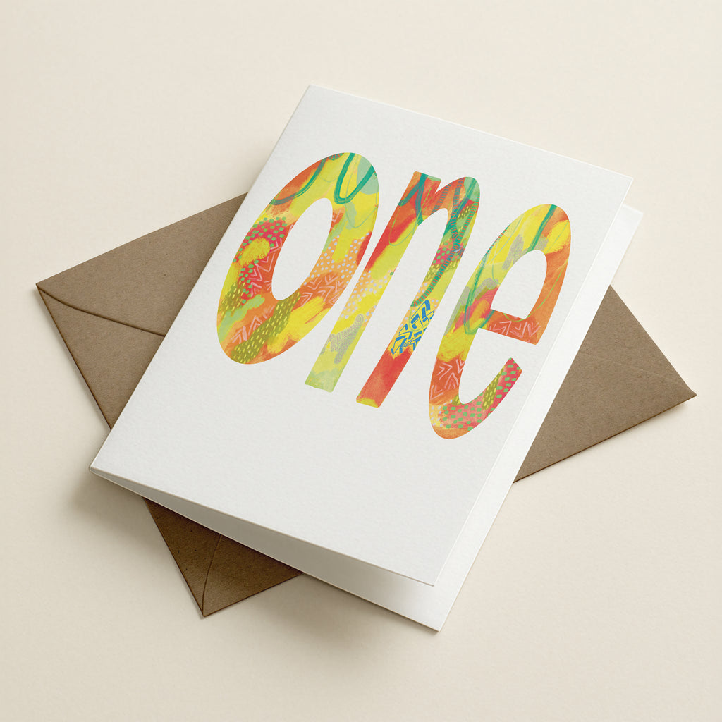 One - Brights - Number/Milestone Greeting Card