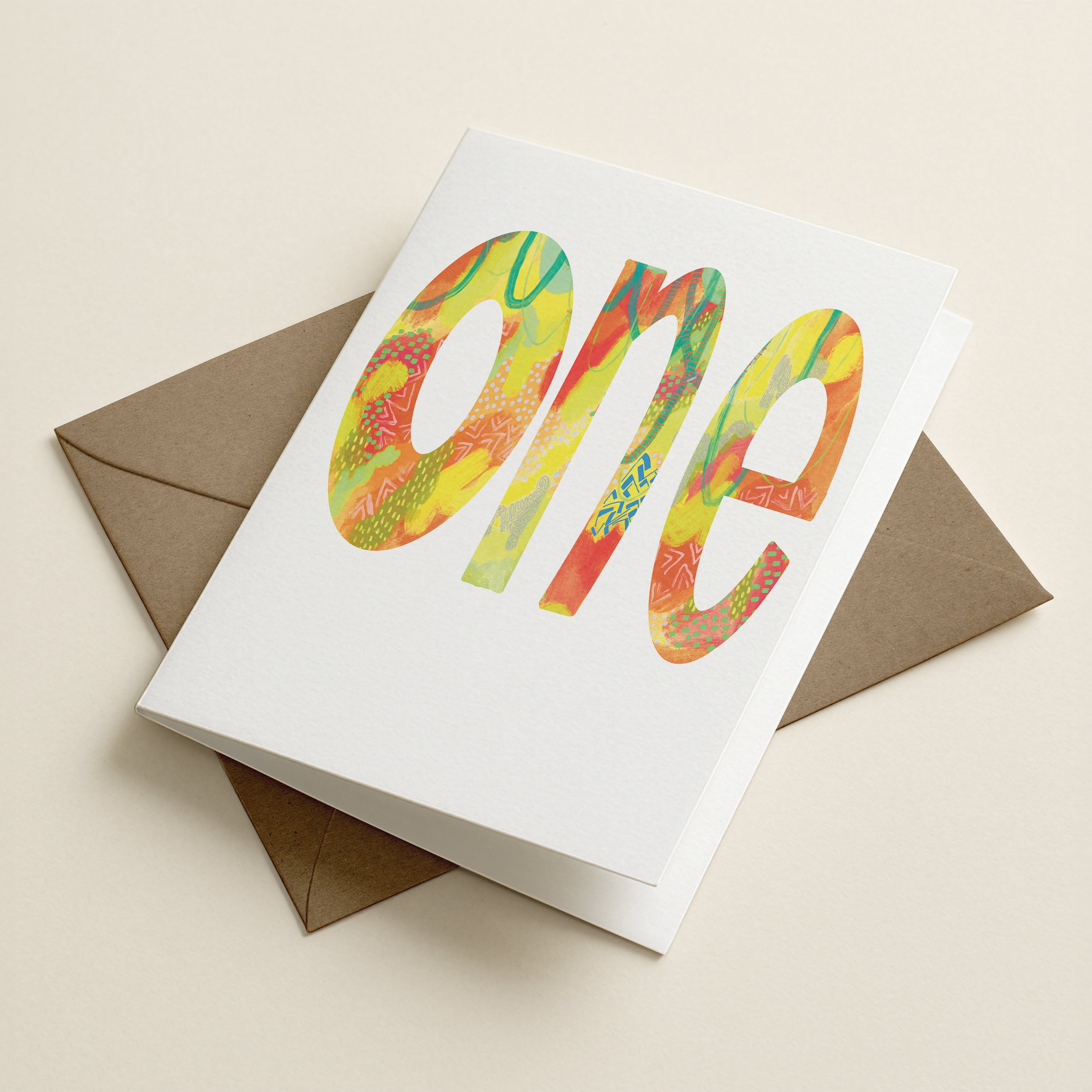 One - Brights - Number/Milestone Greeting Card