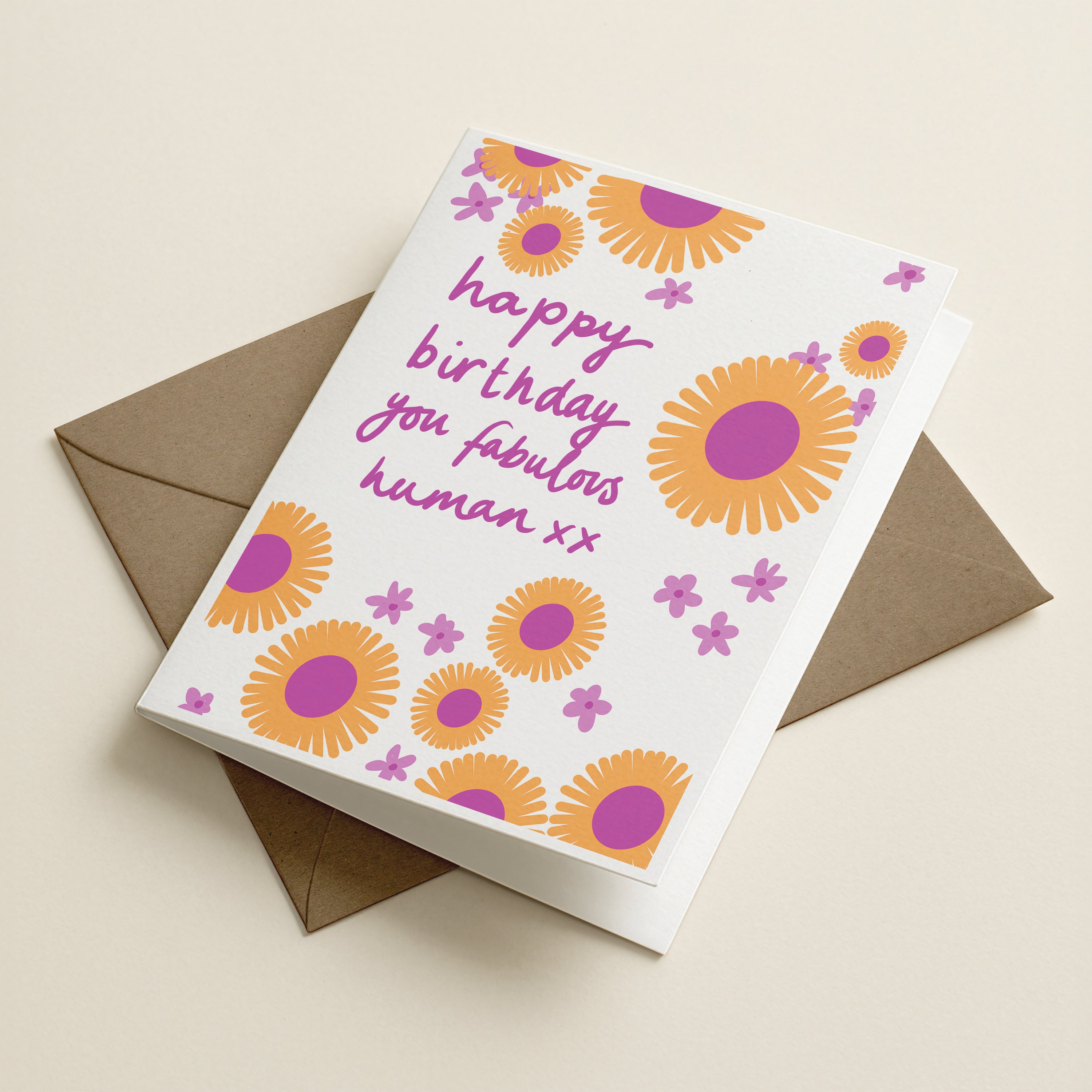 'Happy Birthday You Fabulous Human!' - 70S - Word Greeting CARD