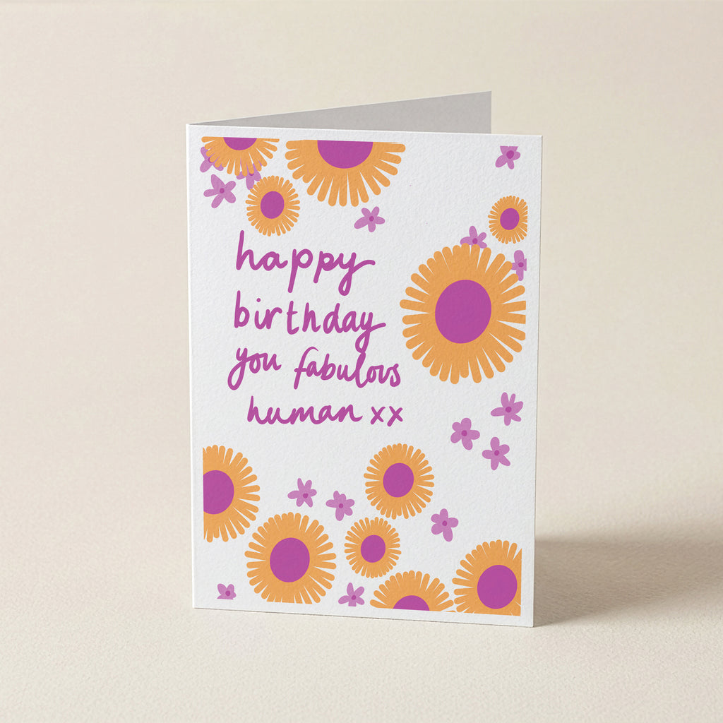 'Happy Birthday You Fabulous Human!' - 70S - Word Greeting CARD