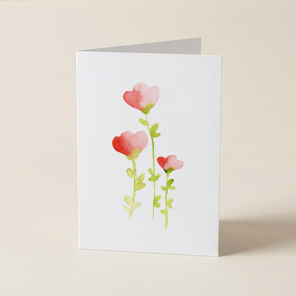 Wildflowers Grow - Red Blooms - Botanical Greeting Card