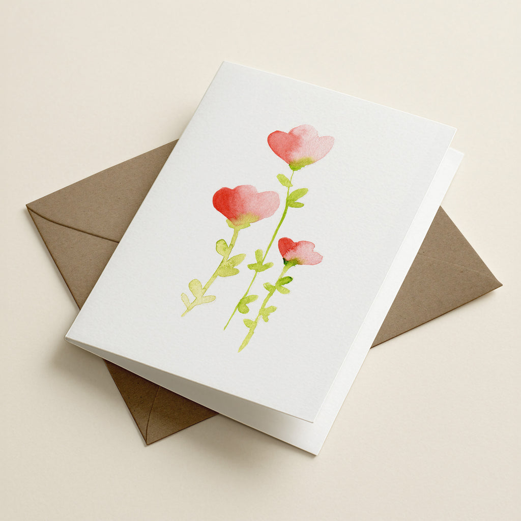 Wildflowers Grow - Red Blooms - Botanical Greeting Card