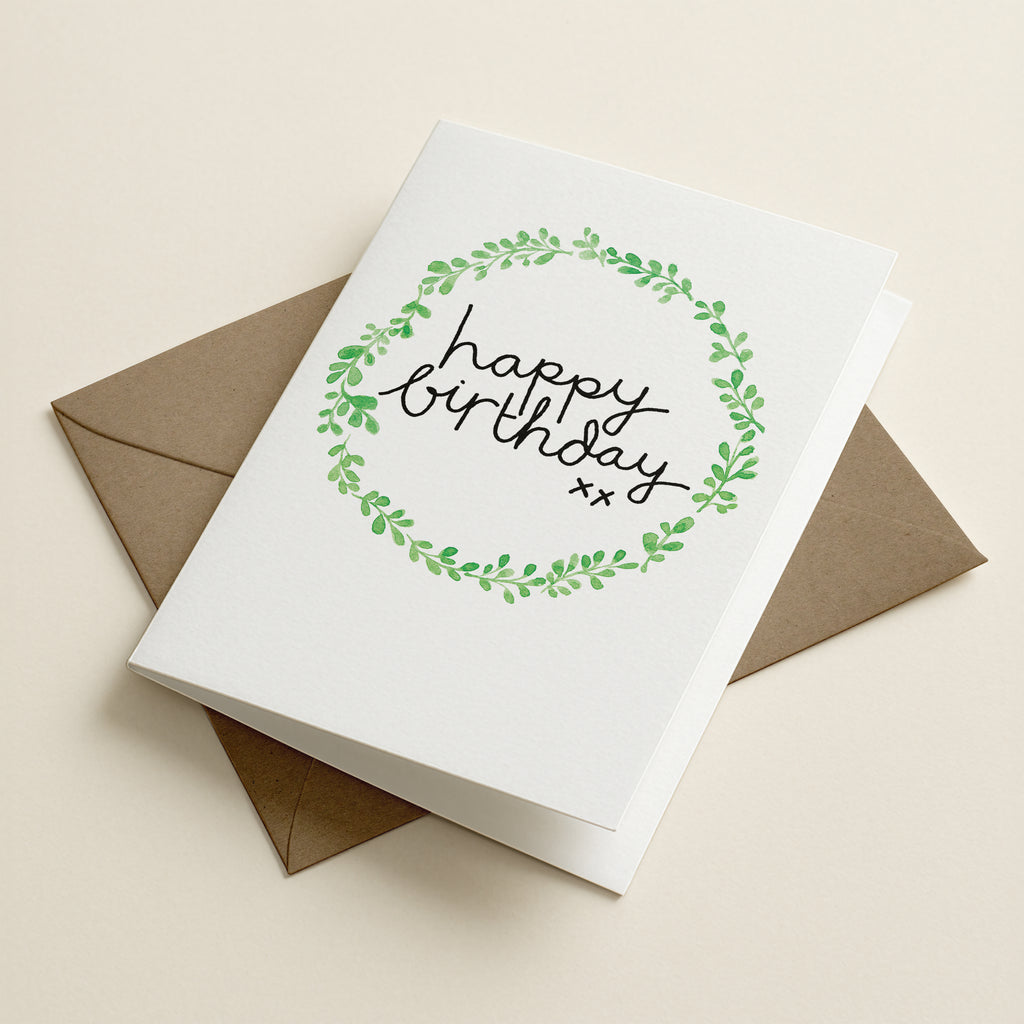 WS Happy Birthday Wreath - WRS - Word Greeting Card