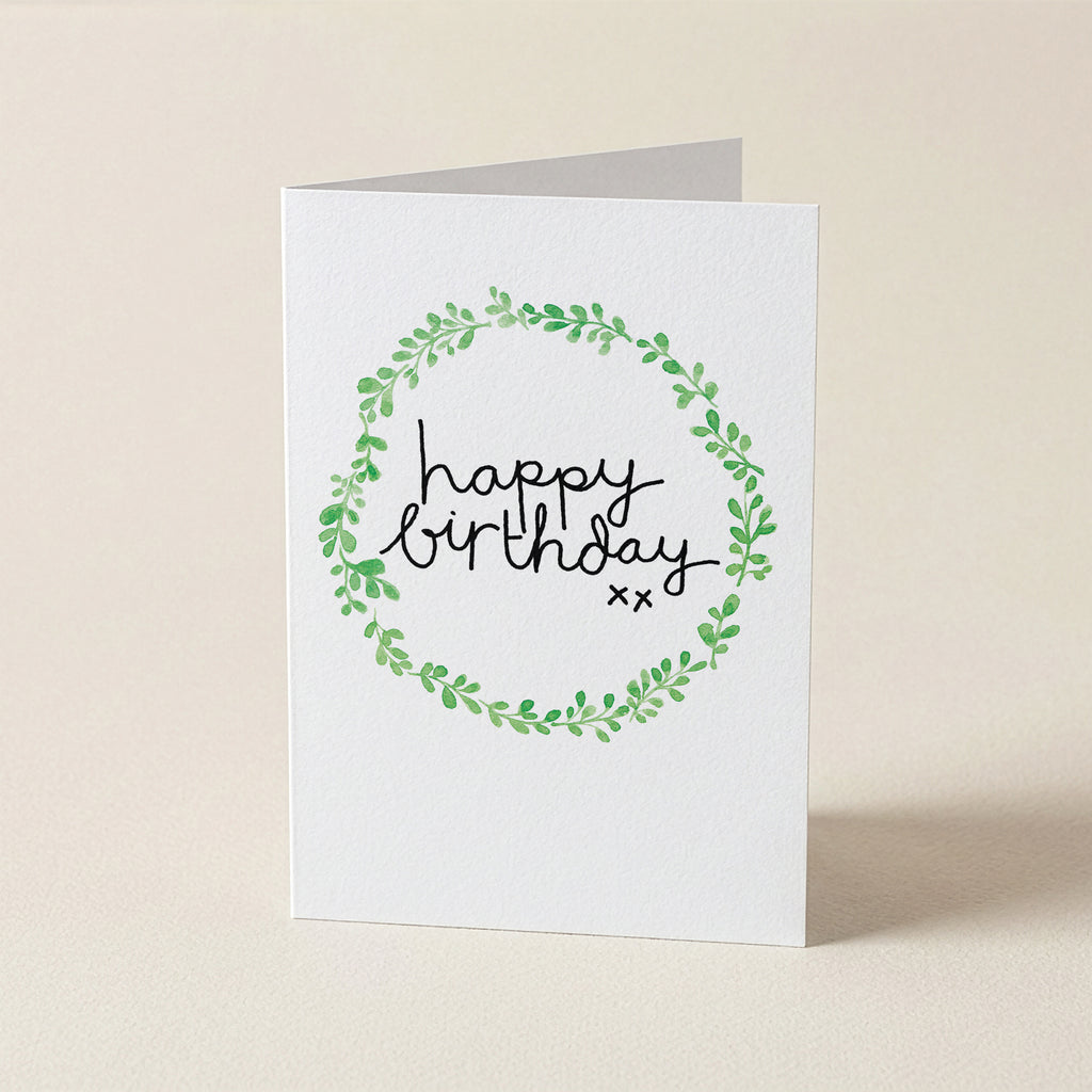 WS Happy Birthday Wreath - WRS - Word Greeting Card