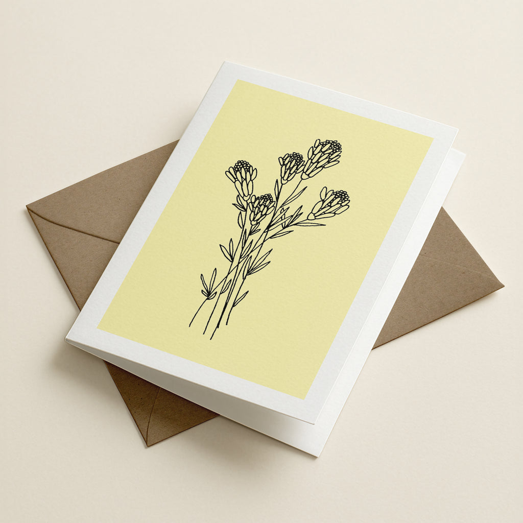 WS Block Proteas Yellow - Botanical Greeting Card
