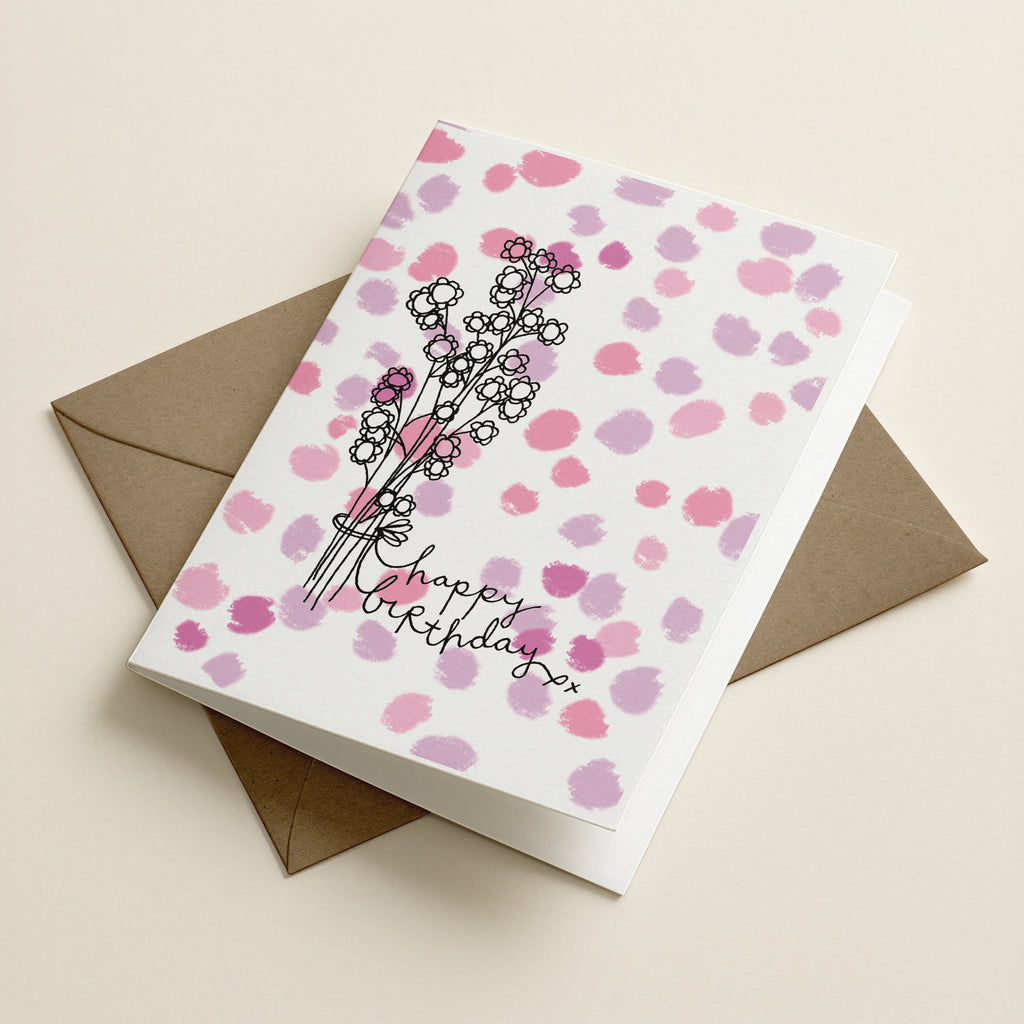 'Happy Birthday' Pink/Purple - SPT - Word Greeting Card