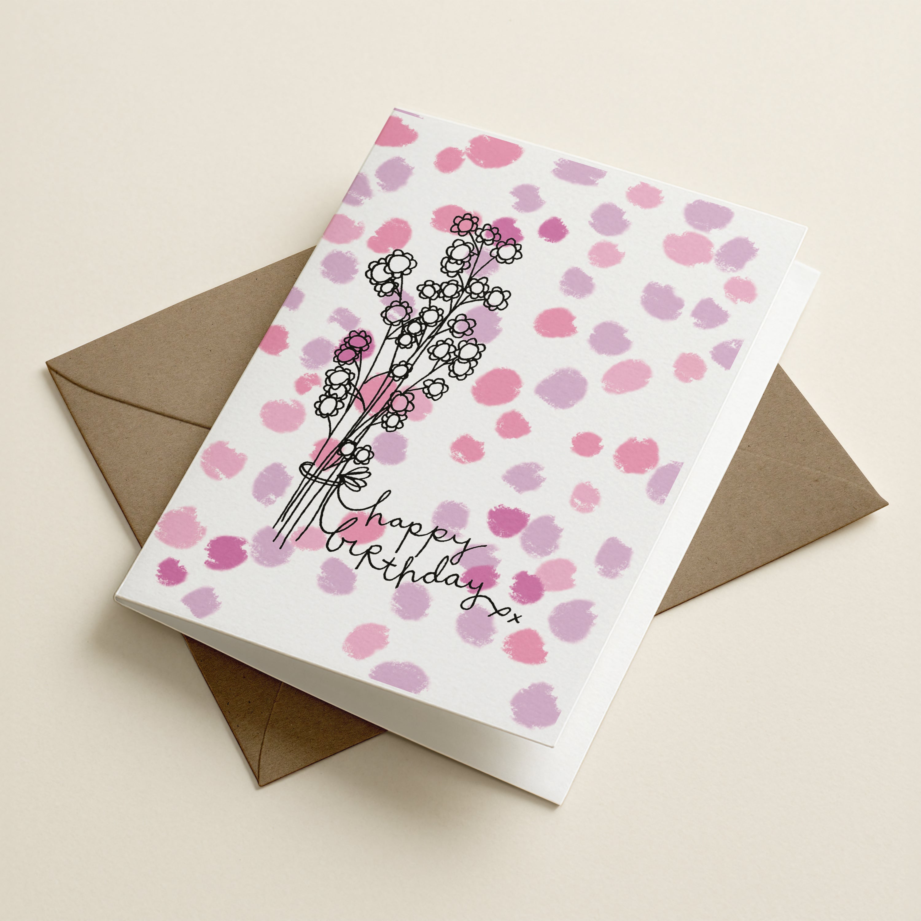 'Happy Birthday' Pink/Purple - SPT - Word Greeting Card