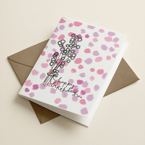'Happy Birthday' Pink/Purple - SPT - Word Greeting Card