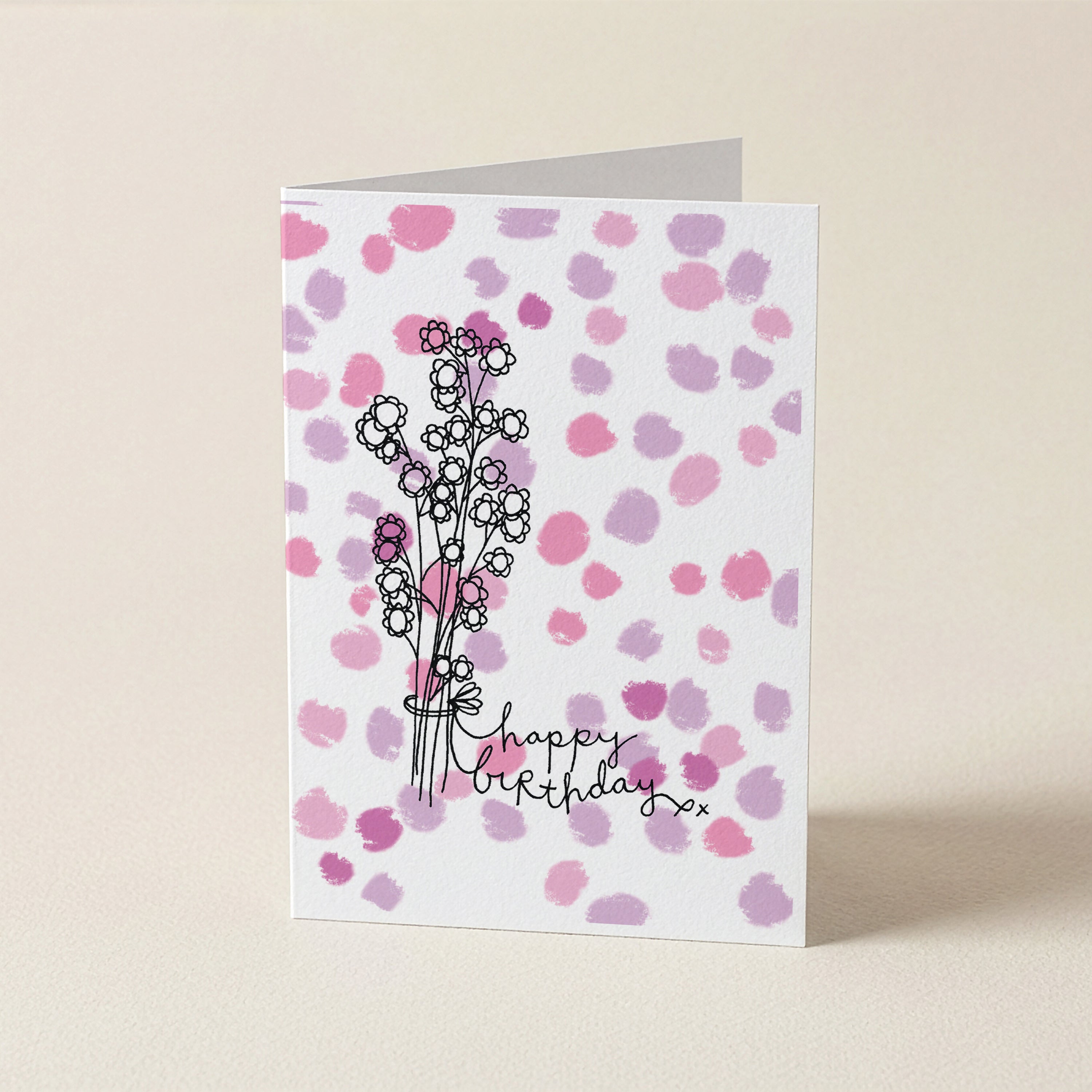'Happy Birthday' Pink/Purple - SPT - Word Greeting Card