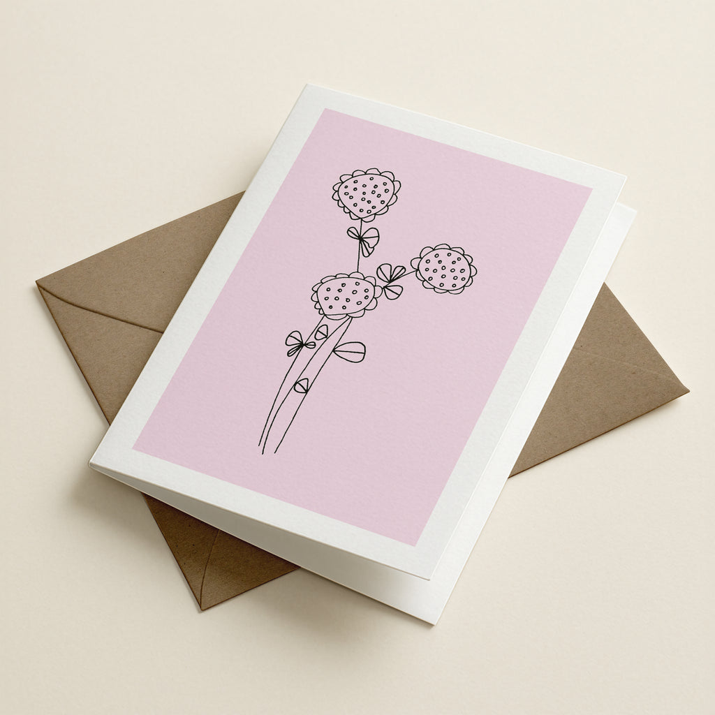 WS Block 'Big Mama Daisy' Pink - BOTANICAL GREETING CARD
