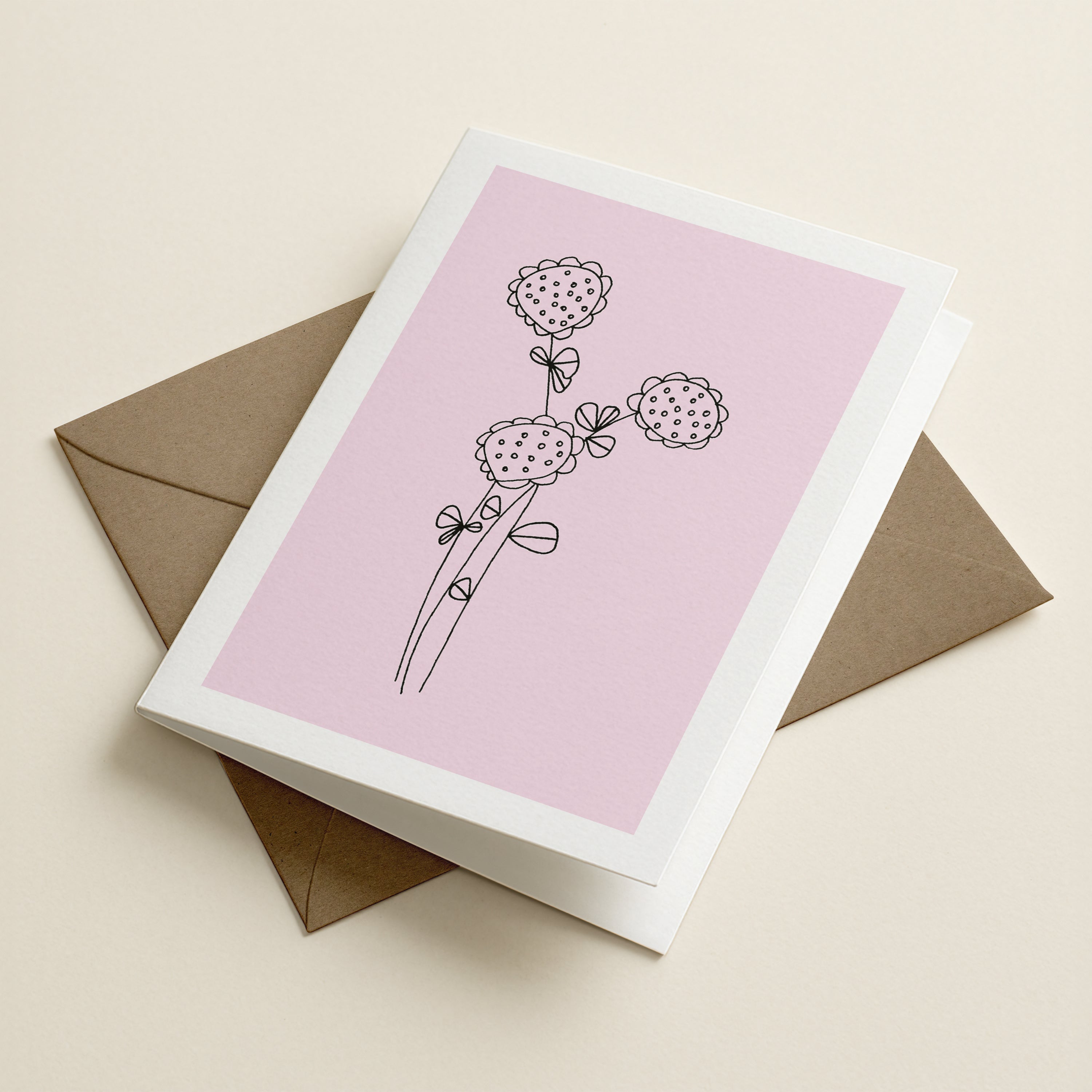 WS Block 'Big Mama Daisy' Pink - BOTANICAL GREETING CARD