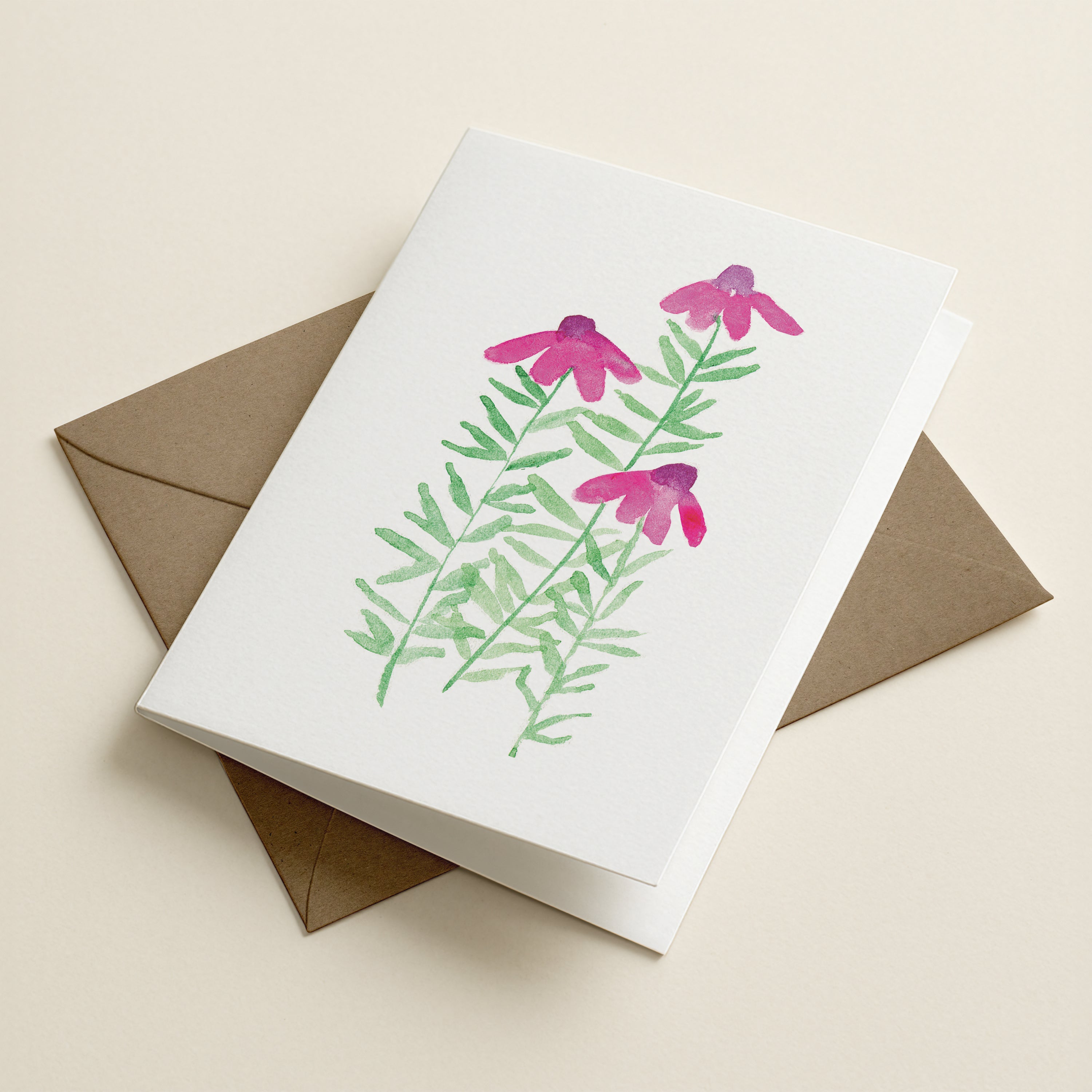 Wildflowers Grow - Pink Blooms - Botanical Greeting Card