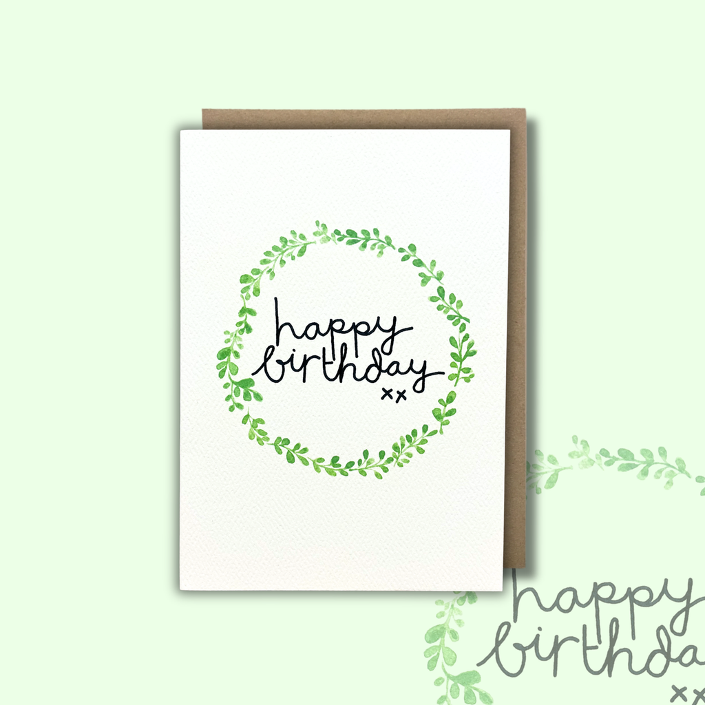Happy Birthday Wreath - WORD ART CARD — Kim Miatke | Calla Collective