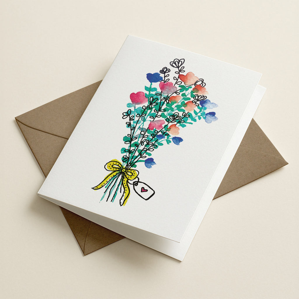WS Bunch Of Love - Yellow Bow - Botanical Greeting Card