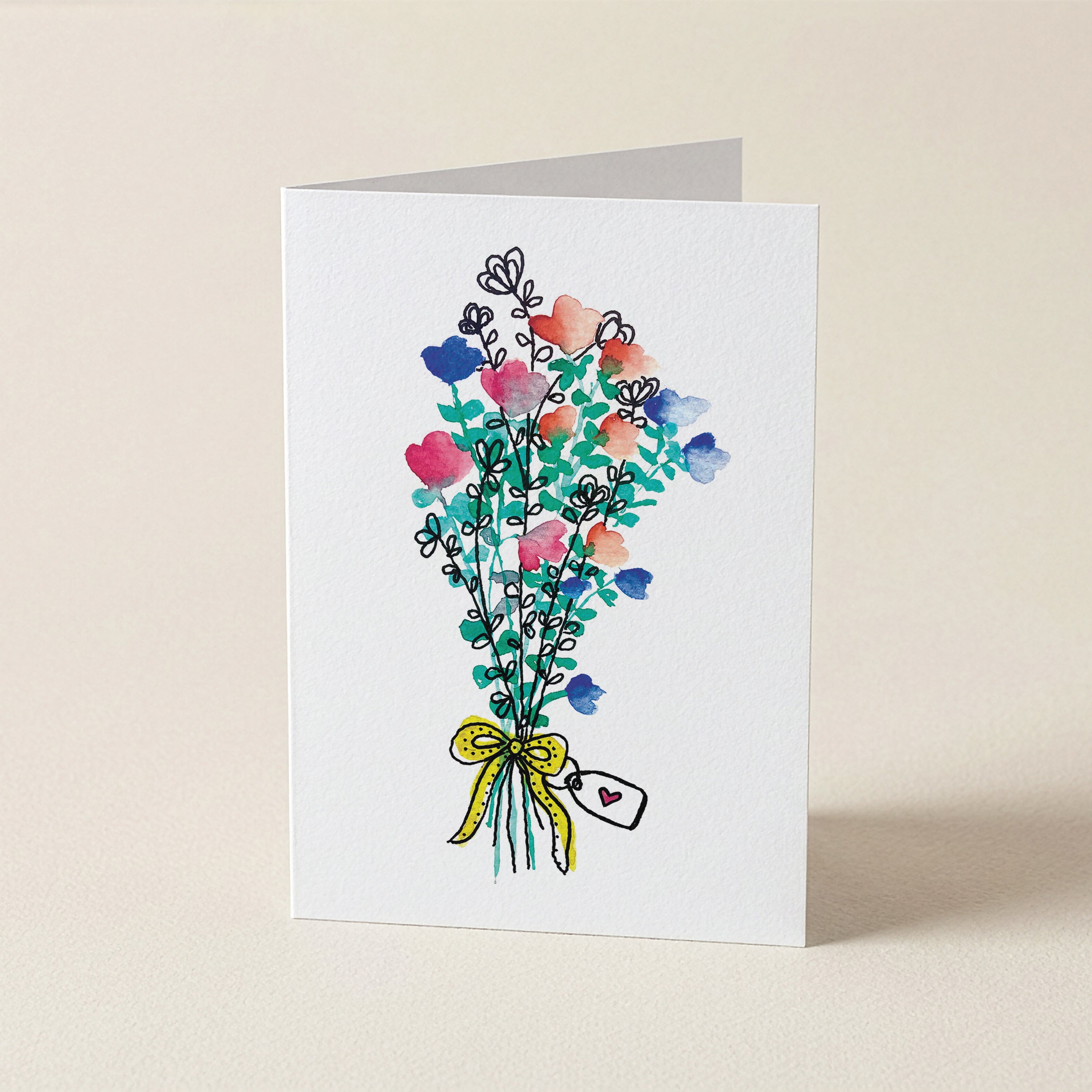 WS Bunch Of Love - Yellow Bow - Botanical Greeting Card