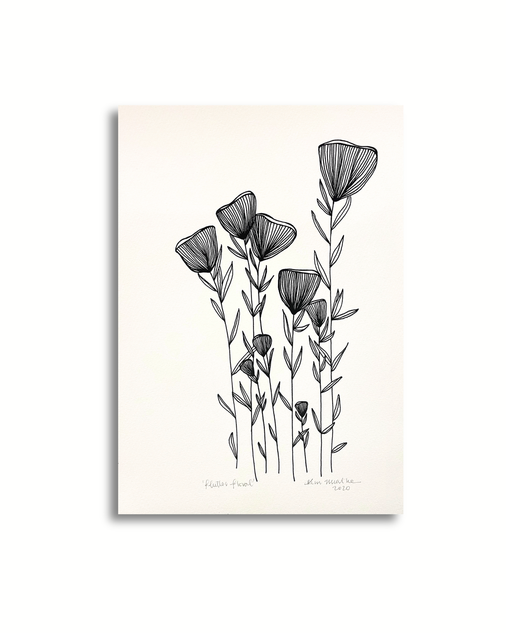 Flutter Floral - Blk/White BOTANICAL ART PRINT — Kim Miatke Art | Calla Collective
