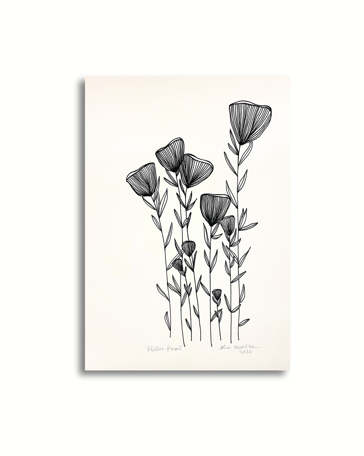 Flutter Floral - Blk/White BOTANICAL ART PRINT — Kim Miatke Art | Calla Collective
