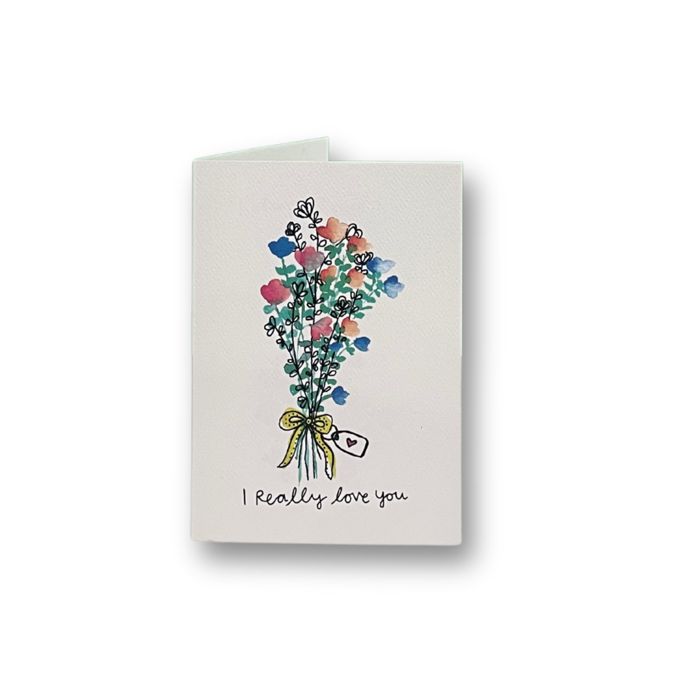 'I really love you' (Blue bouquet) - VALENTINE'S DAY CARD — Art Greeting Card | Calla Collective