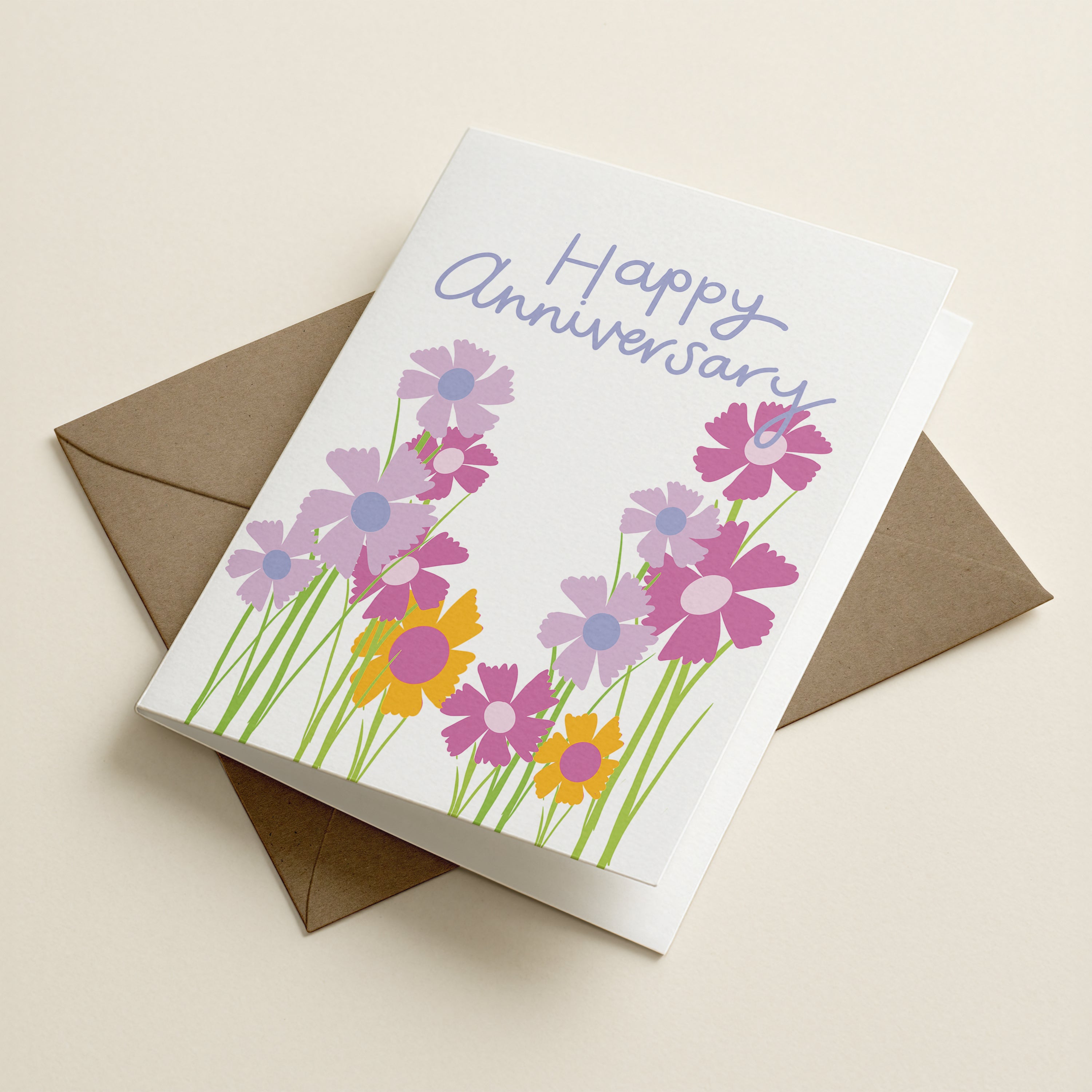 Happy Anniversary Flower GDN - 70S - Word Greeting Card