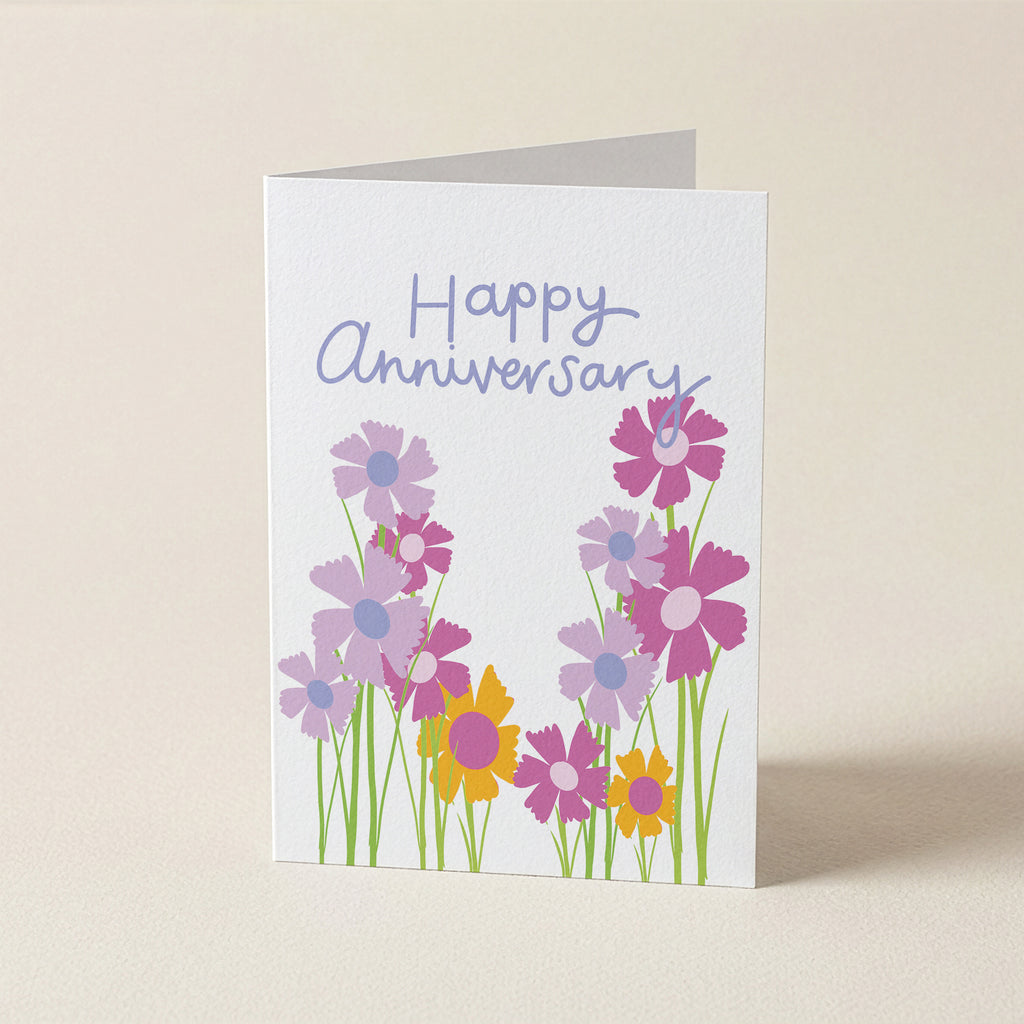 Happy Anniversary Flower GDN - 70S - Word Greeting Card