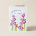 Happy Anniversary Flower GDN - 70S - Word Greeting Card