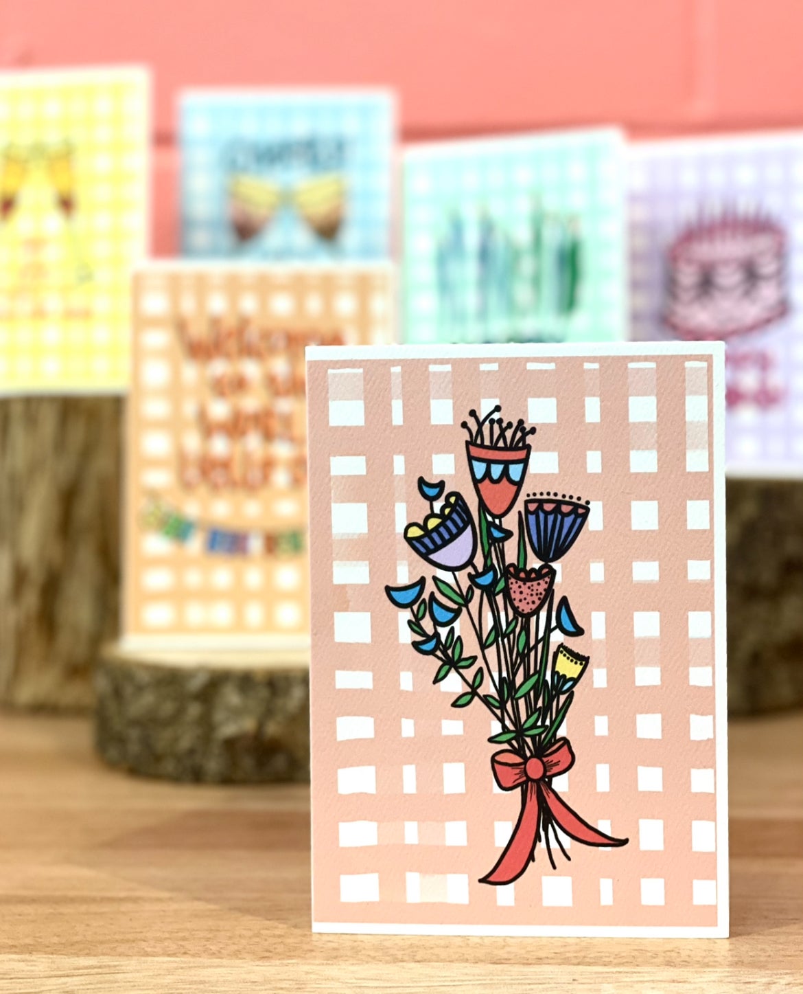 'Bouquet and bow' CHECK CARD — KIM MIATKE ART | Calla Collective