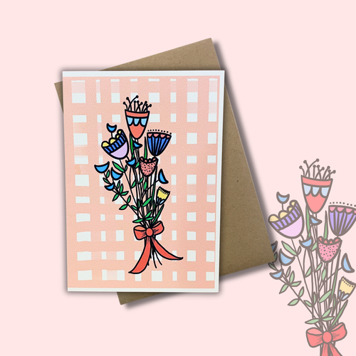 'Bouquet and bow' CHECK CARD — KIM MIATKE ART | Calla Collective