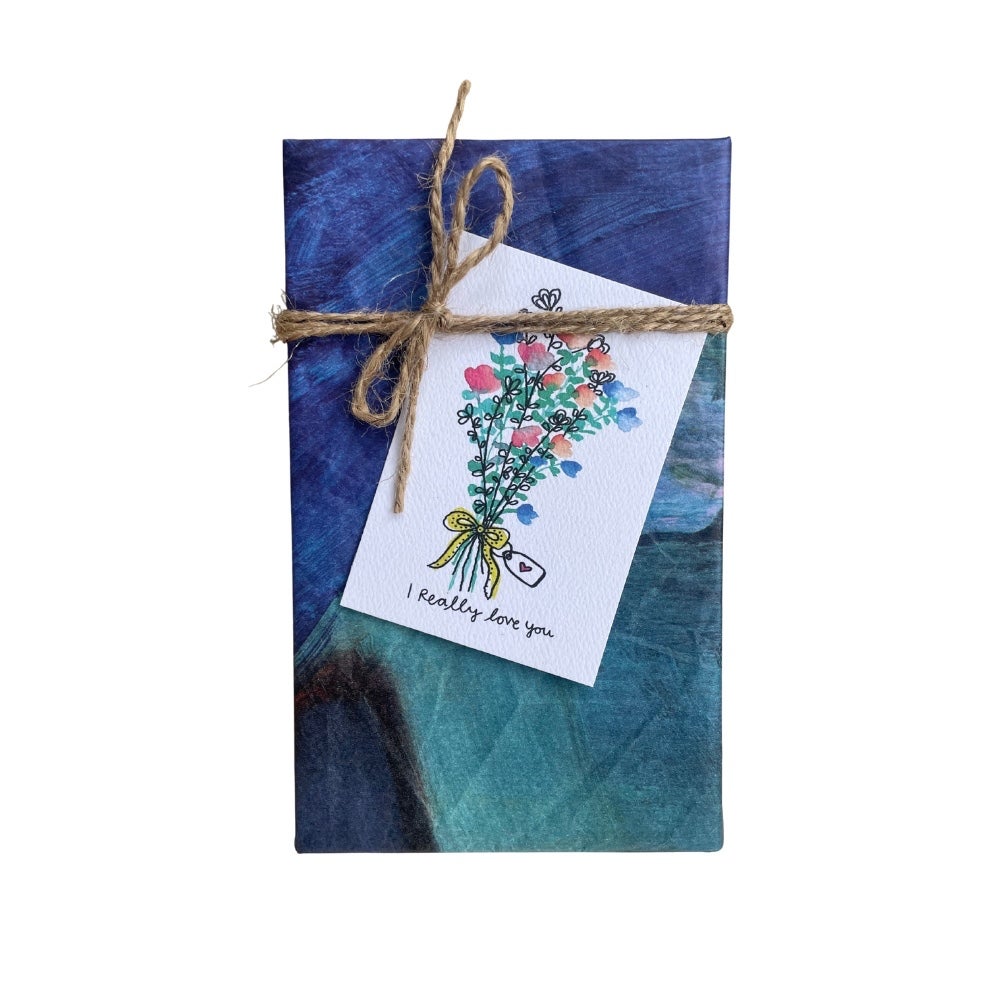 'I Really Love You' (Blue Bouquet) LARGE GIFT TAG — Kim Miatke ART | Calla Collective