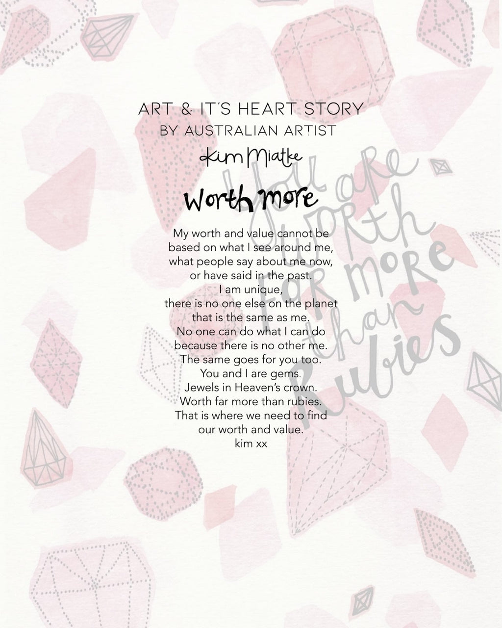 'Worth More' - Watercolour and Word  ART PRINT — Kim Miatke Art | Calla Collective