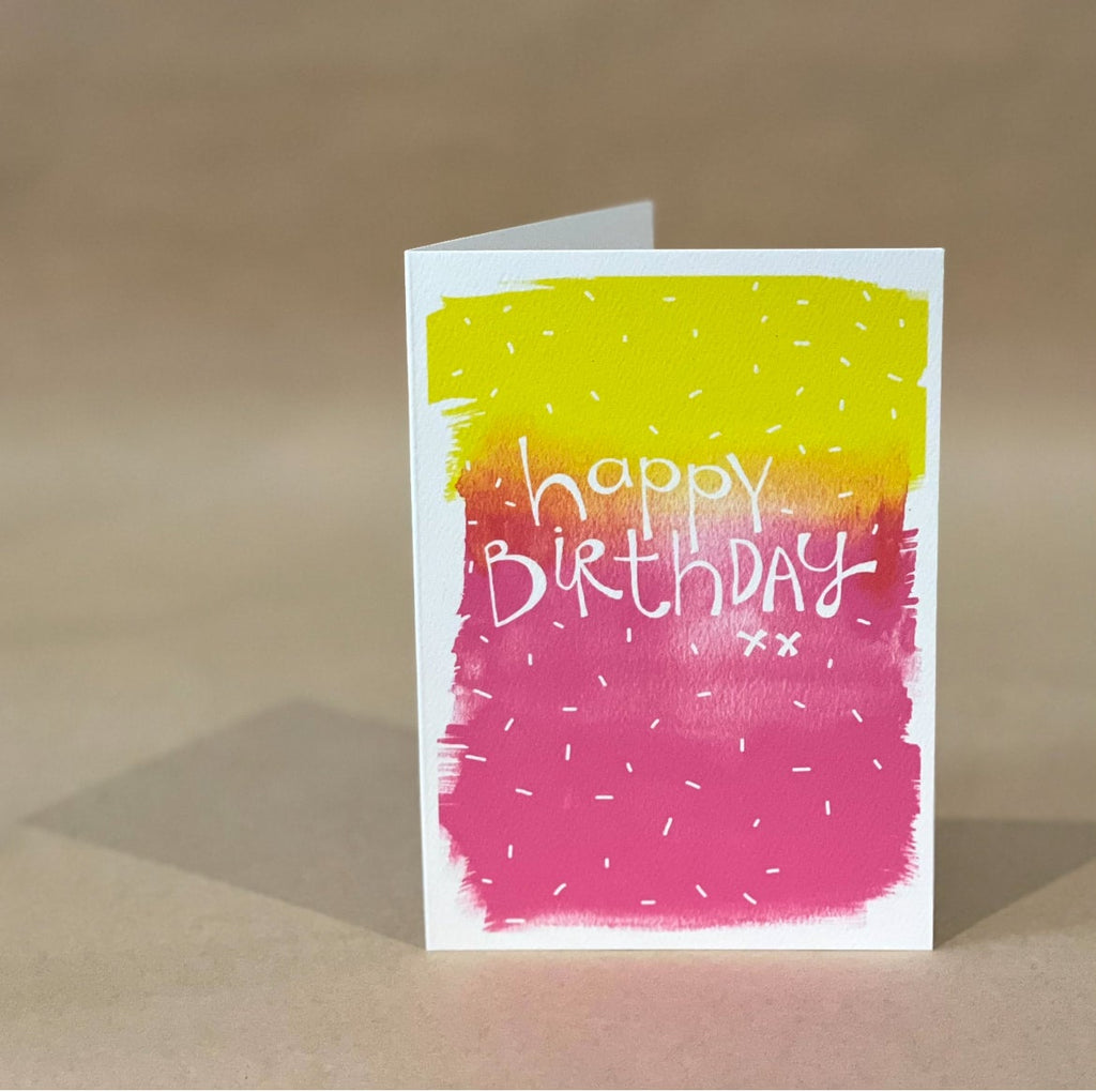 'Happy Birthday xx' (Pink + Yellow) — KIM MIATKE ART | Calla Collective