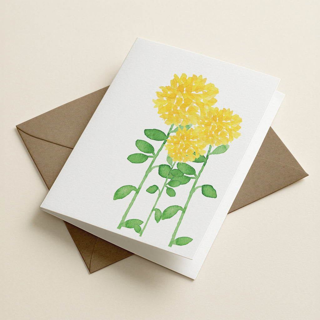 WS Pom Pom Yellow Flowers - Botanical Greeting Card