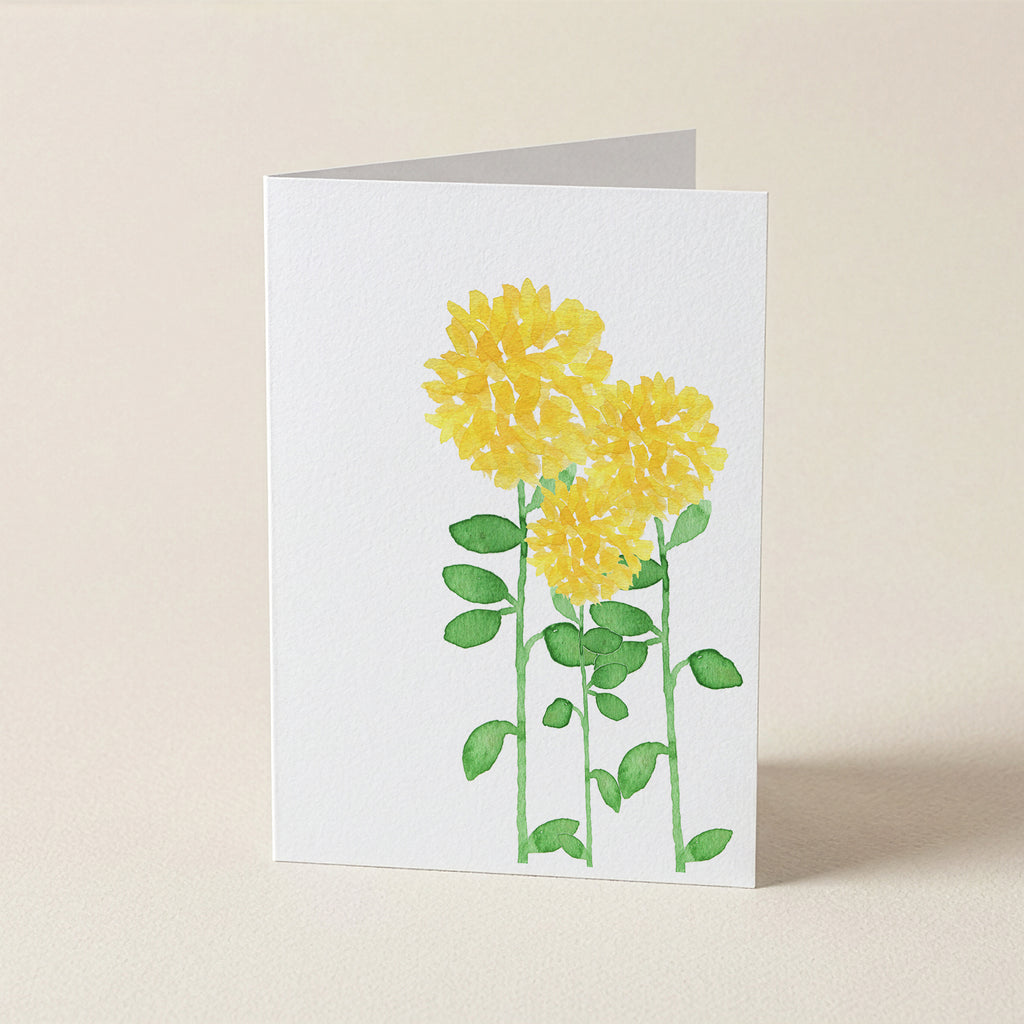 WS Pom Pom Yellow Flowers - Botanical Greeting Card