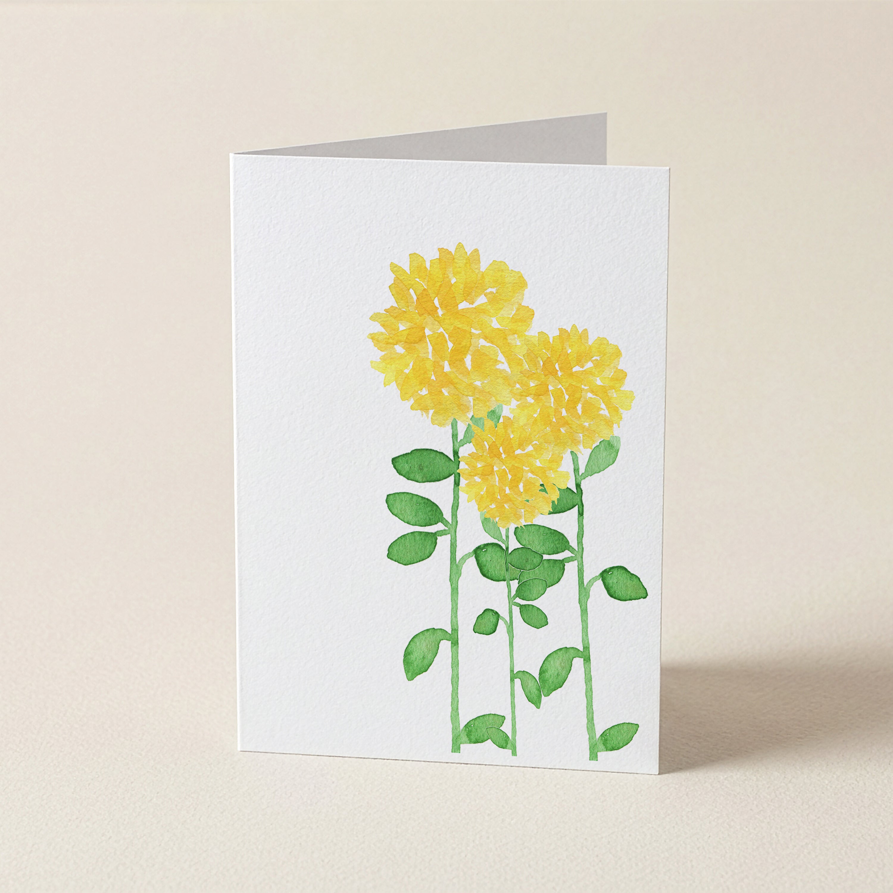 WS Pom Pom Yellow Flowers - Botanical Greeting Card