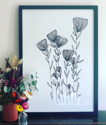 Flutter Floral - Blk/White BOTANICAL ART PRINT — Kim Miatke Art | Calla Collective