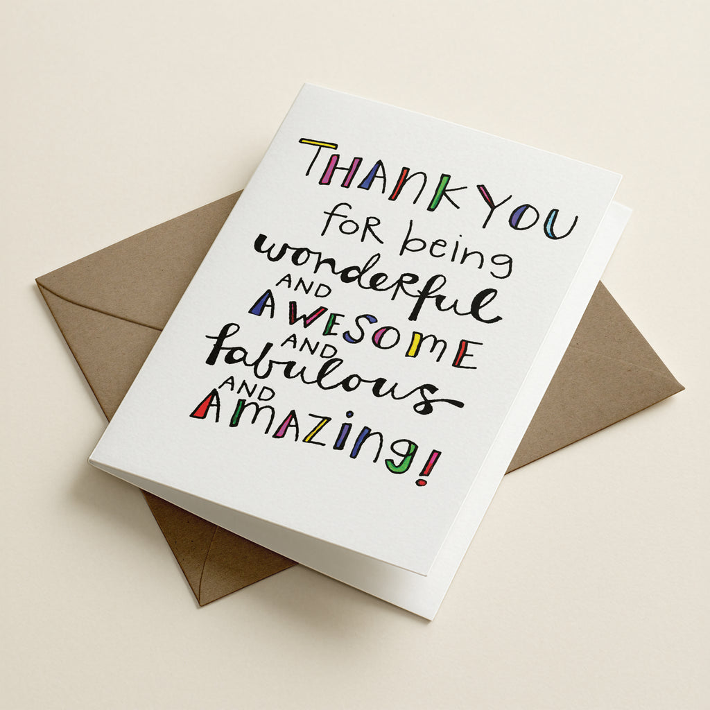 WS Thank you Awesome words - WW - Word Greeting Card