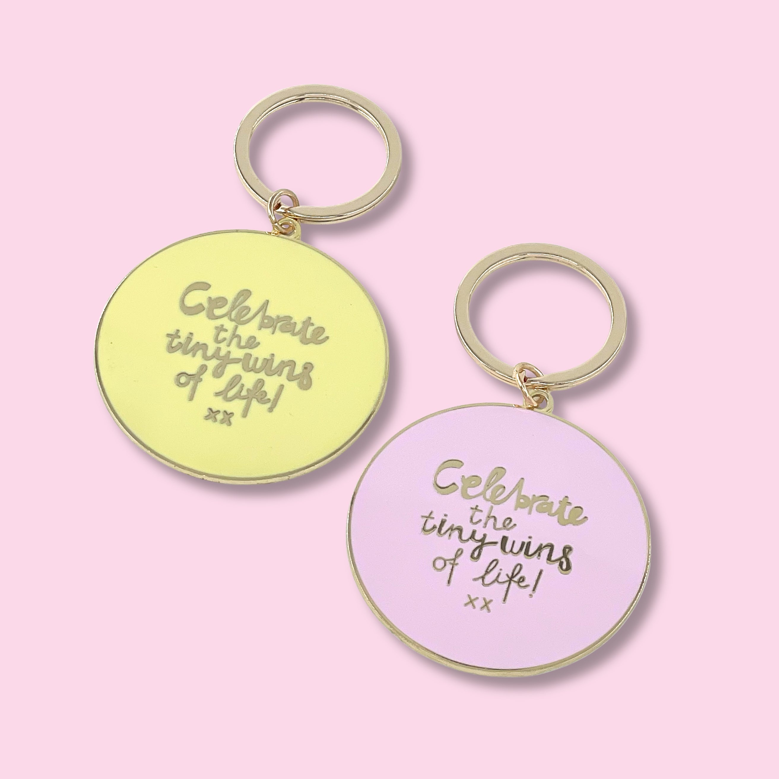 WS Keychain - Pink/Yellow - CTW - 'Celebrate the Tiny Wins of Life'